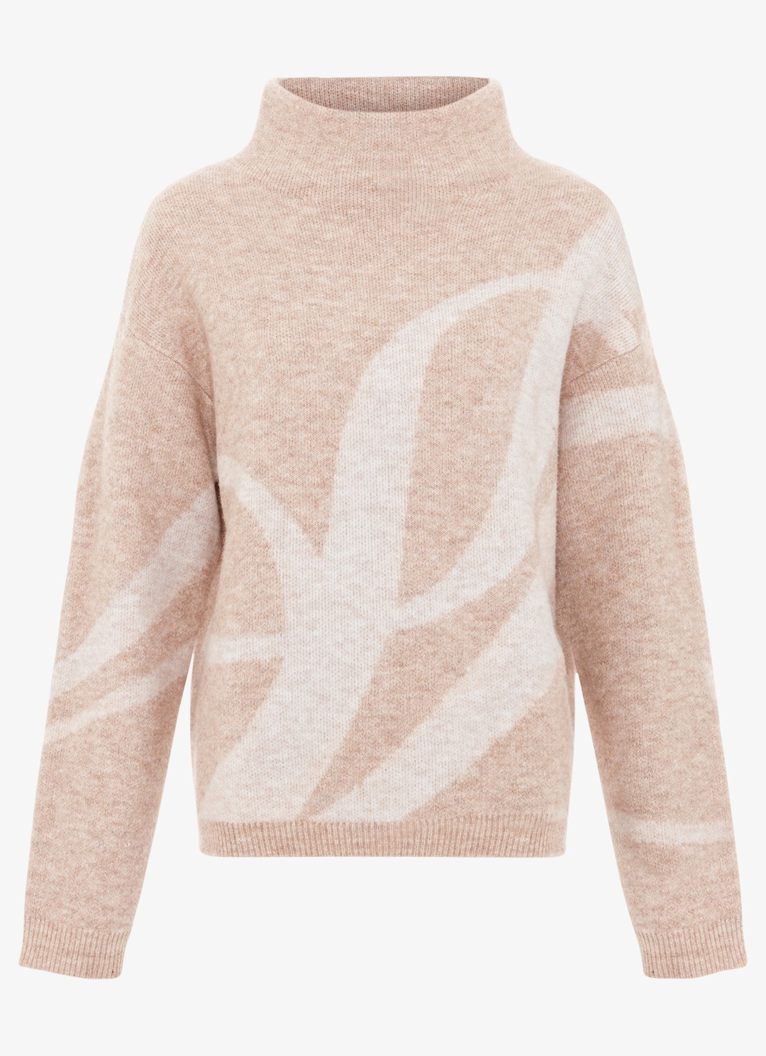 Phase Eight Stephanie grofgebreide trui in wolblend met col - voorkant 6 beige