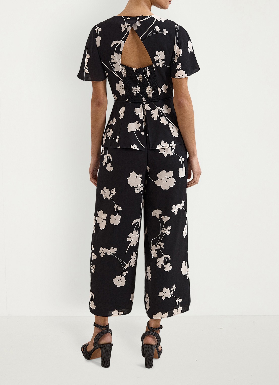 Phase Eight Straight fit jumpsuit met bloemenprint - achterkant 7 zwart
