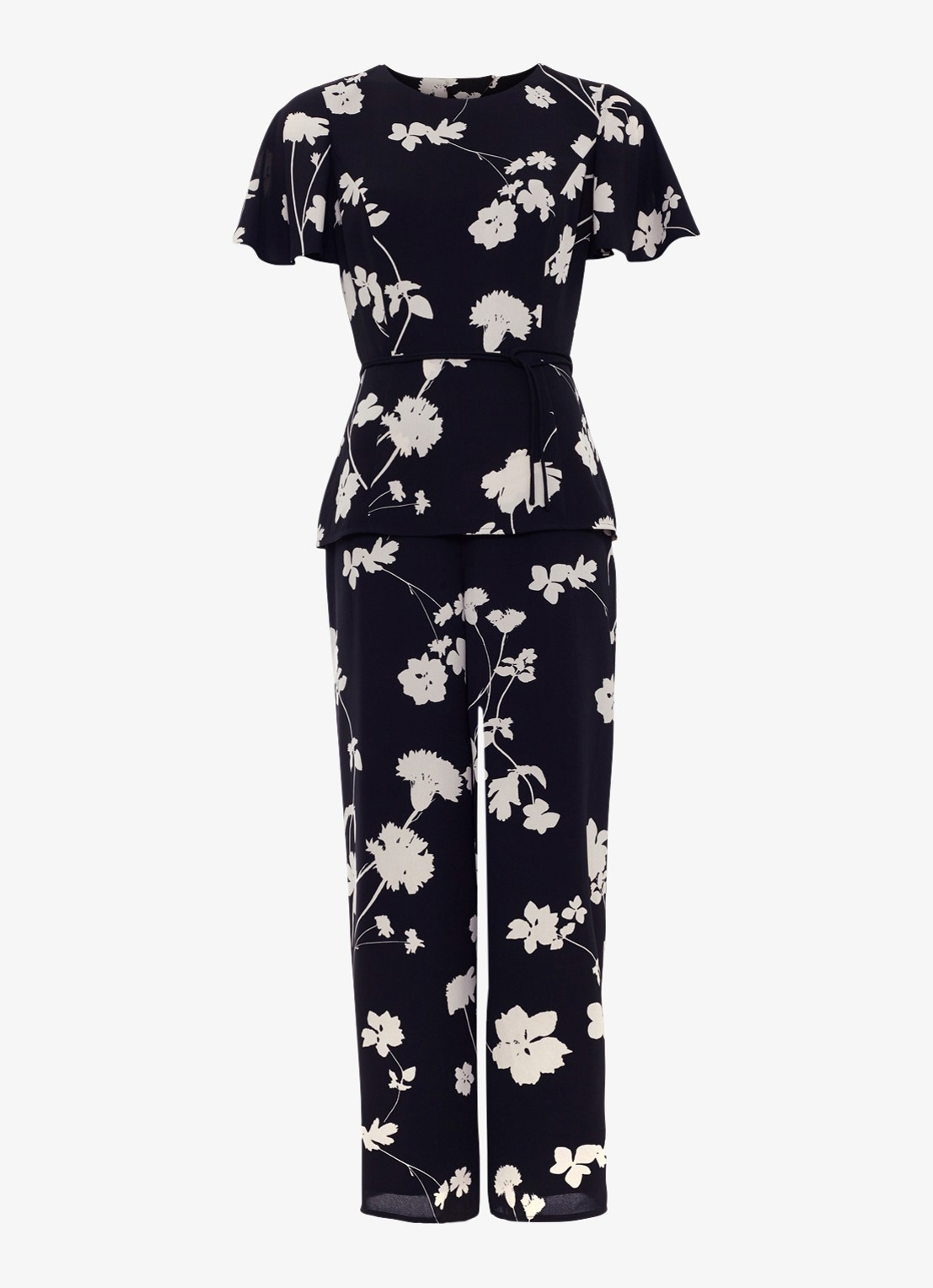 Phase Eight Straight fit jumpsuit met bloemenprint - voorkant 5 zwart