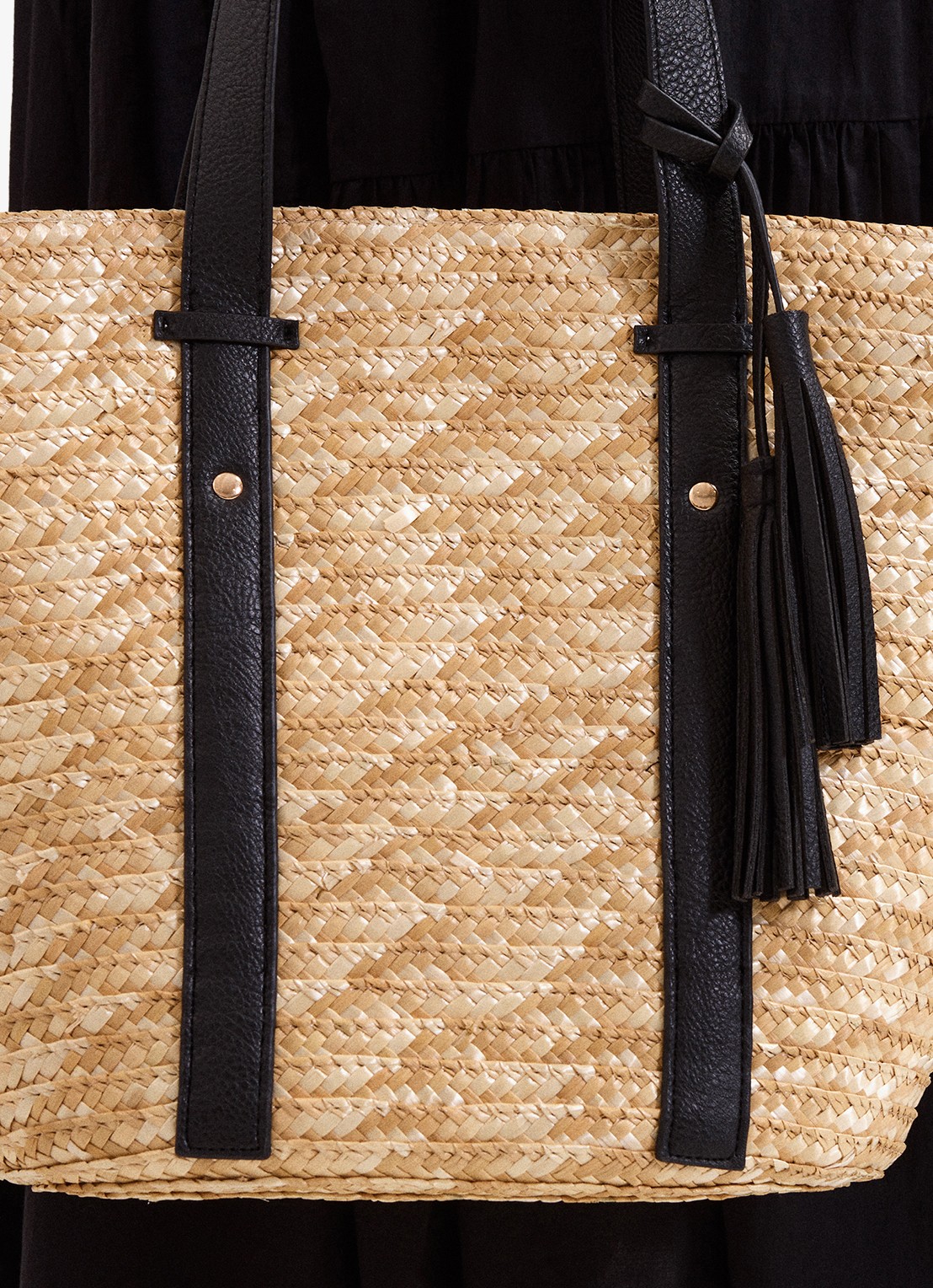 Phase Eight Straw strandtas met gevlochten detail - detail 6 beige