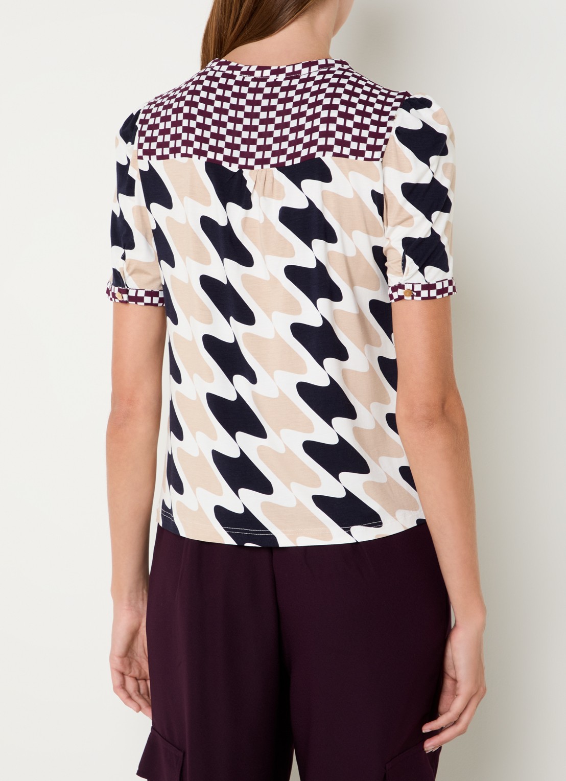 Phase Eight Suki top van jersey met print - achterkant beige