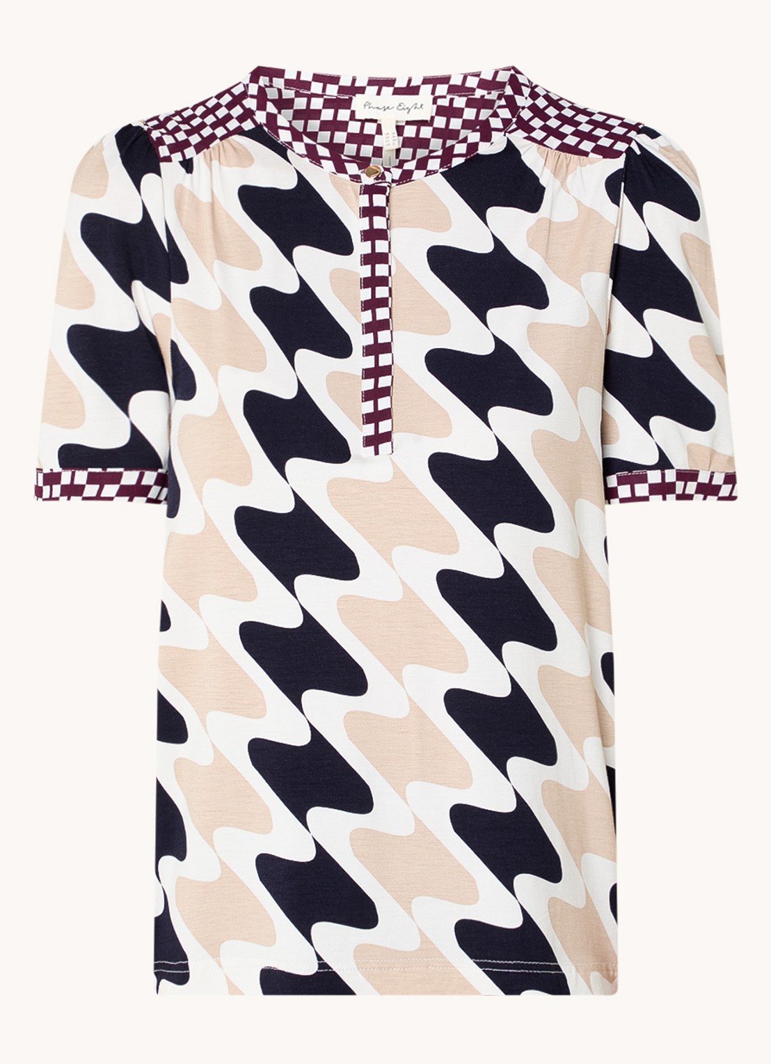 Phase Eight Suki top van jersey met print - voorkant 2 beige