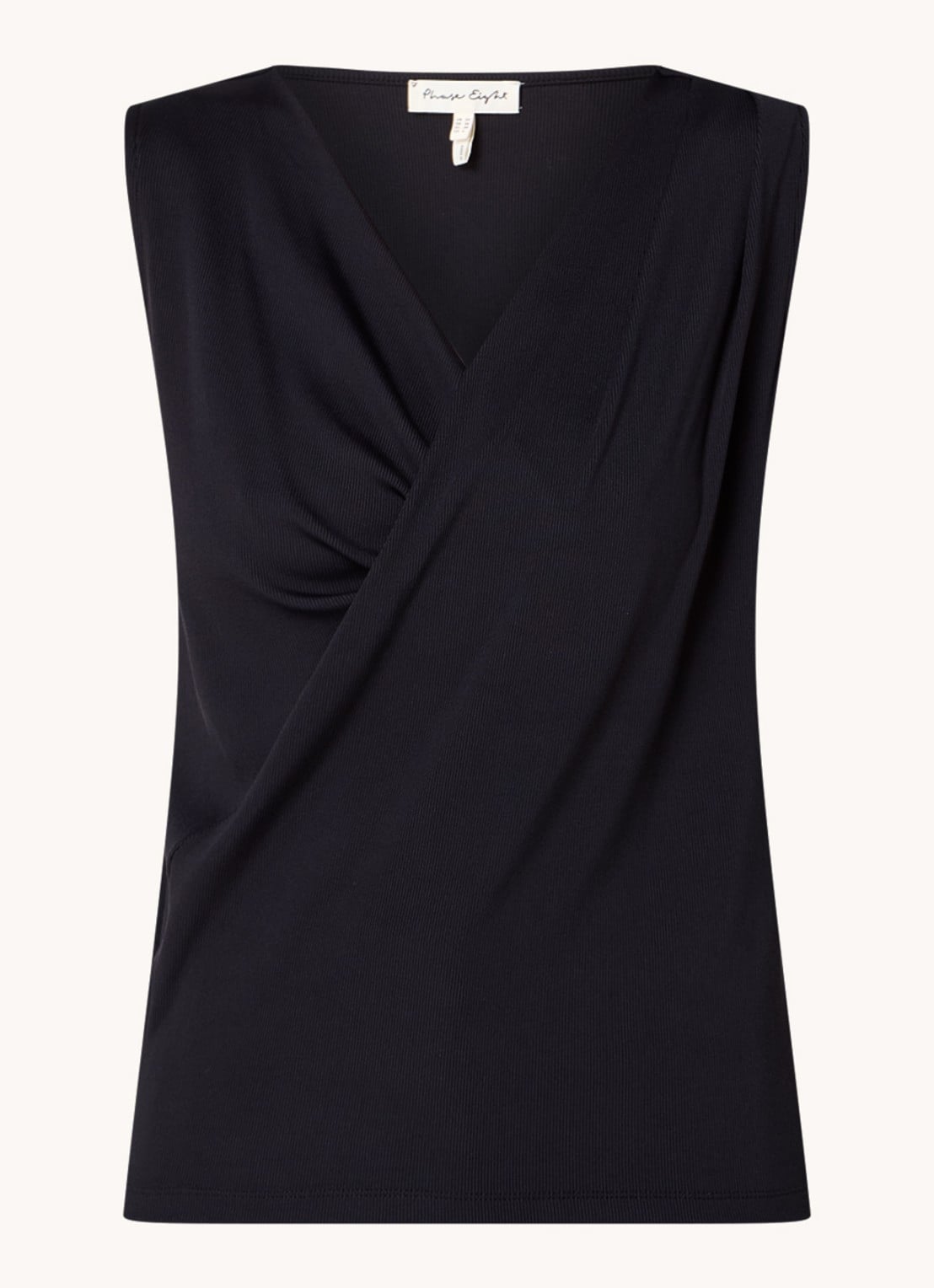 Phase Eight Sutton Drape top met ribstructuur - voorkant zwart