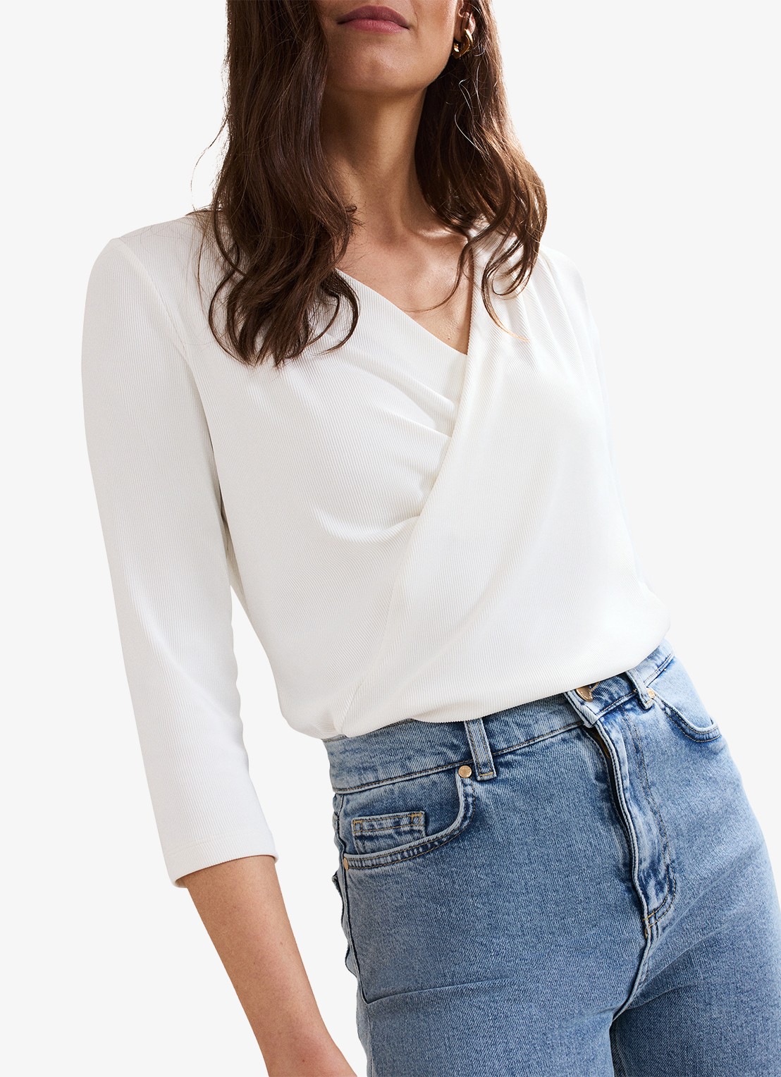 Phase Eight Sutton top met V-hals - detail wit