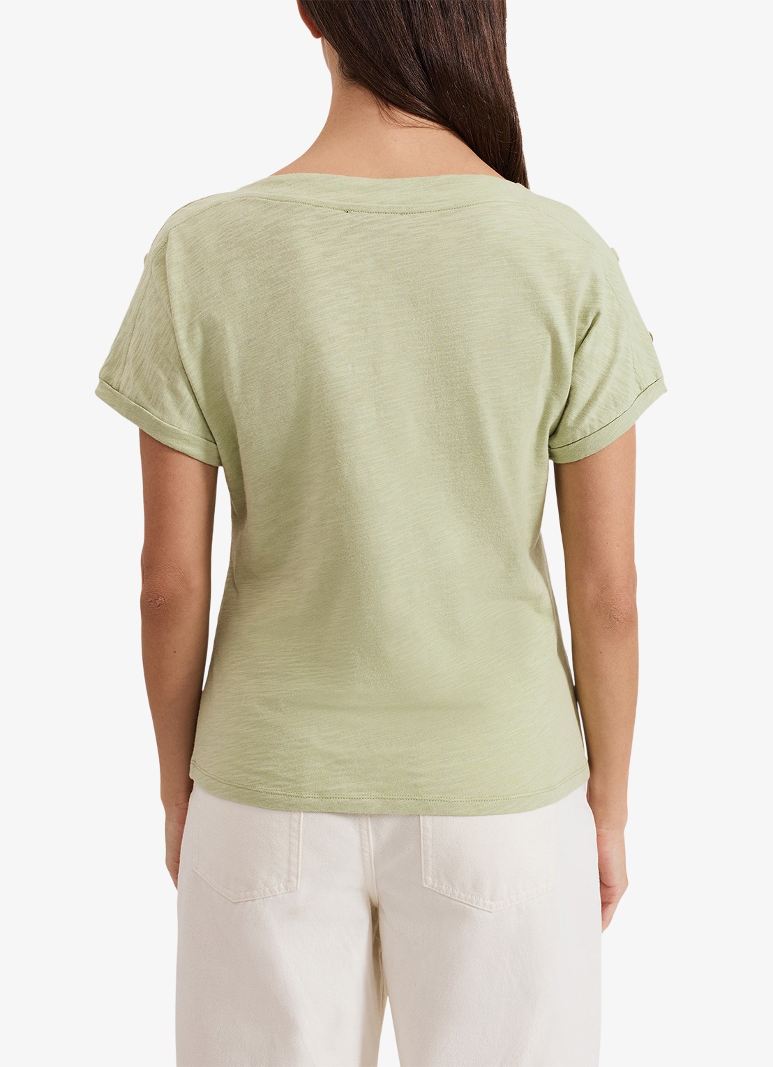Phase Eight Suzie T-shirt met knoopdetail - achterkant 8 khaki