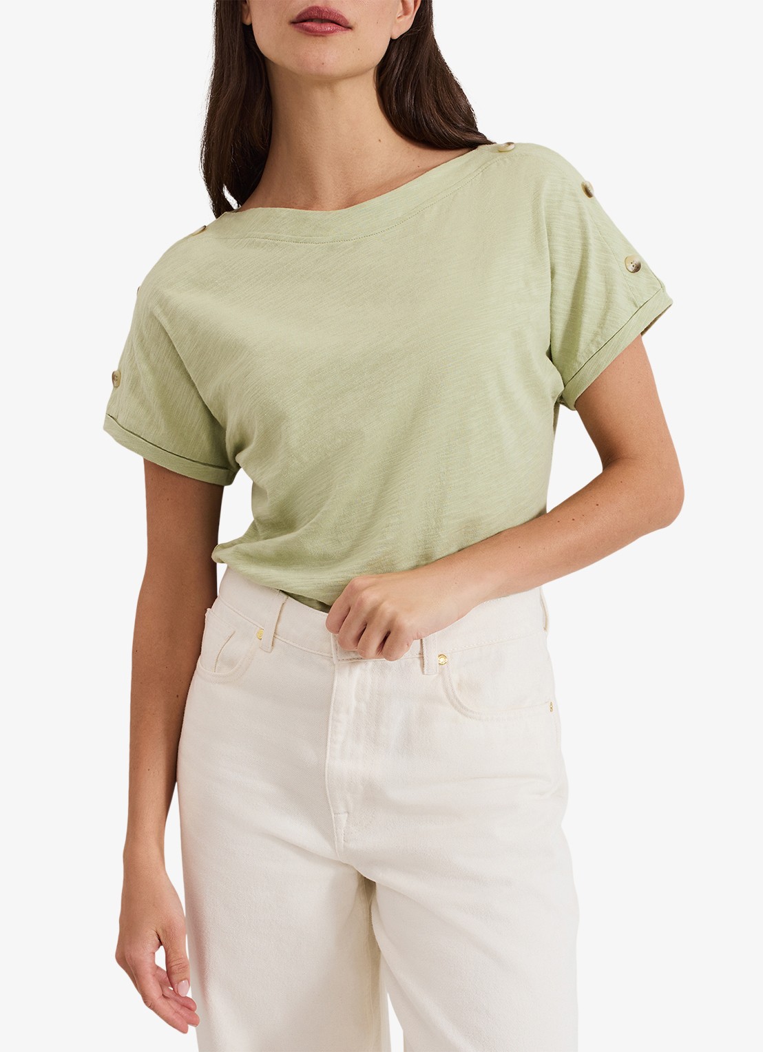 Phase Eight Suzie T-shirt met knoopdetail - detail 3 khaki
