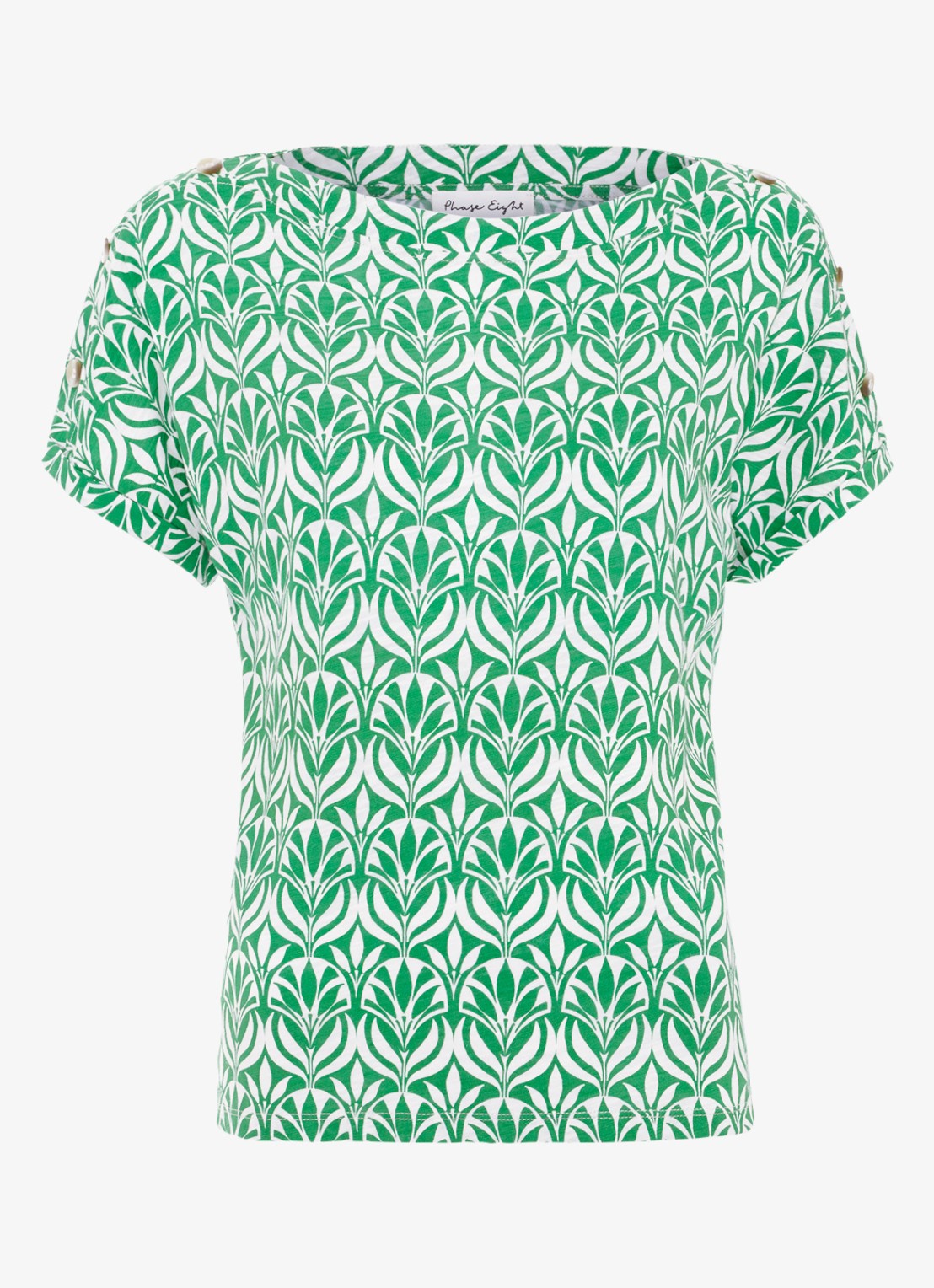 Phase Eight Suzie T-shirt met print - voorkant groen