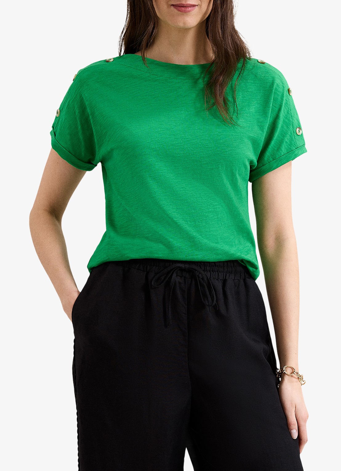 Phase Eight Suzie T-shirt met ronde hals - detail 2 groen