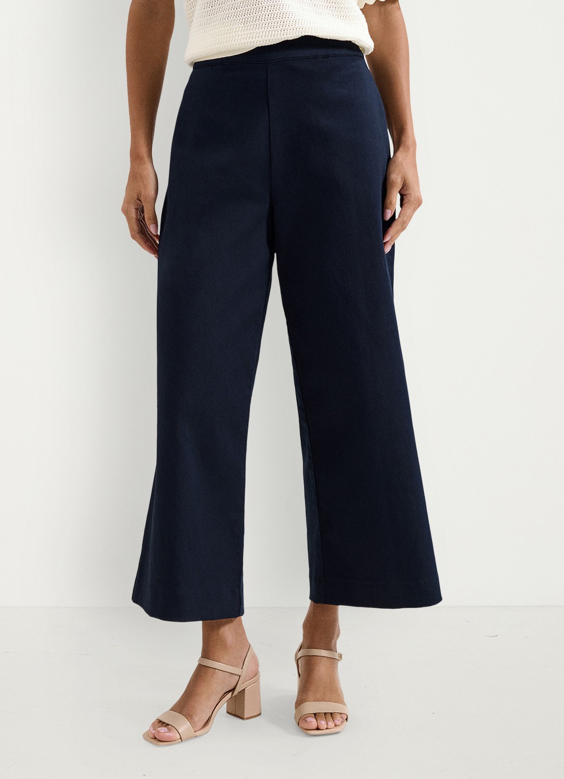 Phase Eight Sylvie high waist wide fit cropped broek - detail 4 donkerblauw