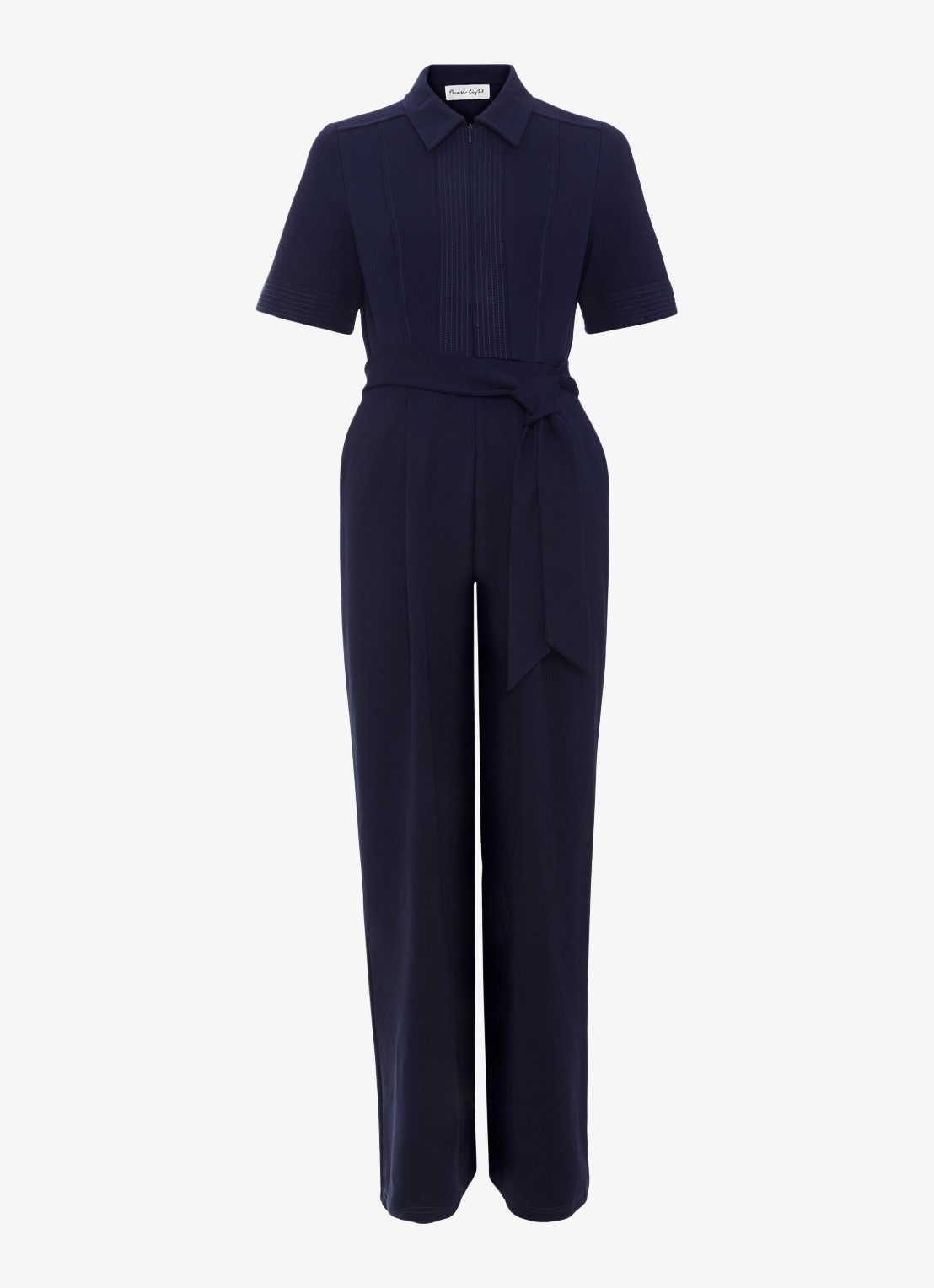 Phase Eight Tabitha wide leg jumpsuit met strikceintuur - voorkant 2 blauw