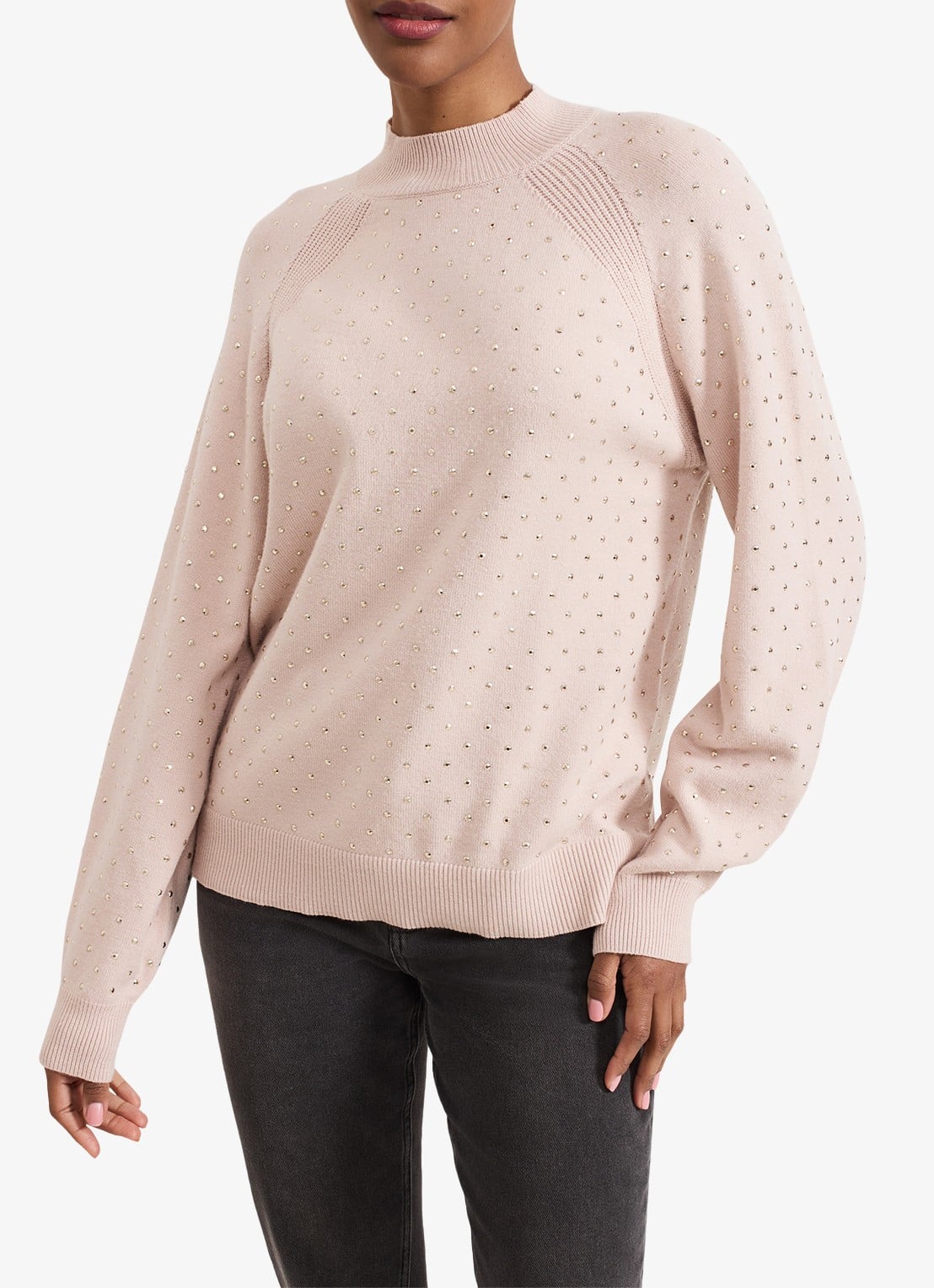 Phase Eight Tala fijngebreide trui met studs   - detail 4 roze