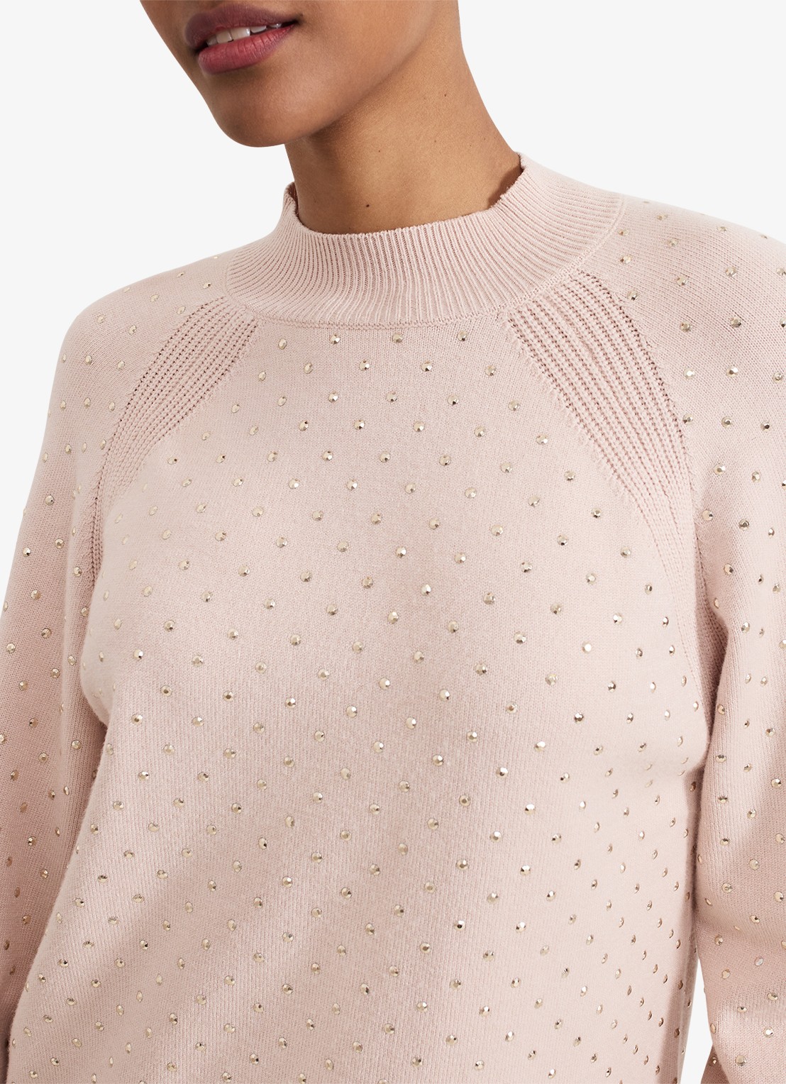 Phase Eight Tala fijngebreide trui met studs   - detail 5 roze