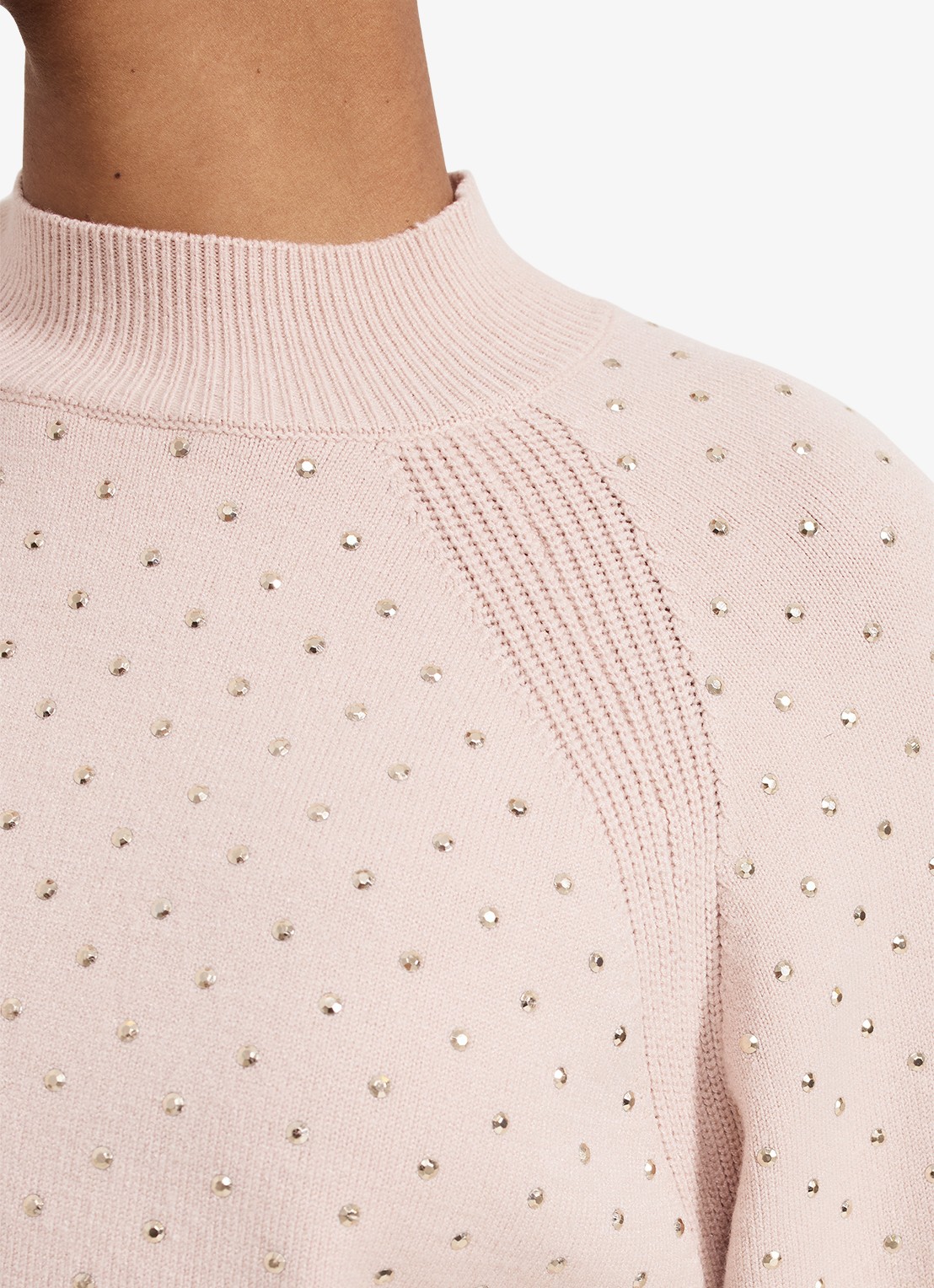Phase Eight Tala fijngebreide trui met studs   - detail 7 roze