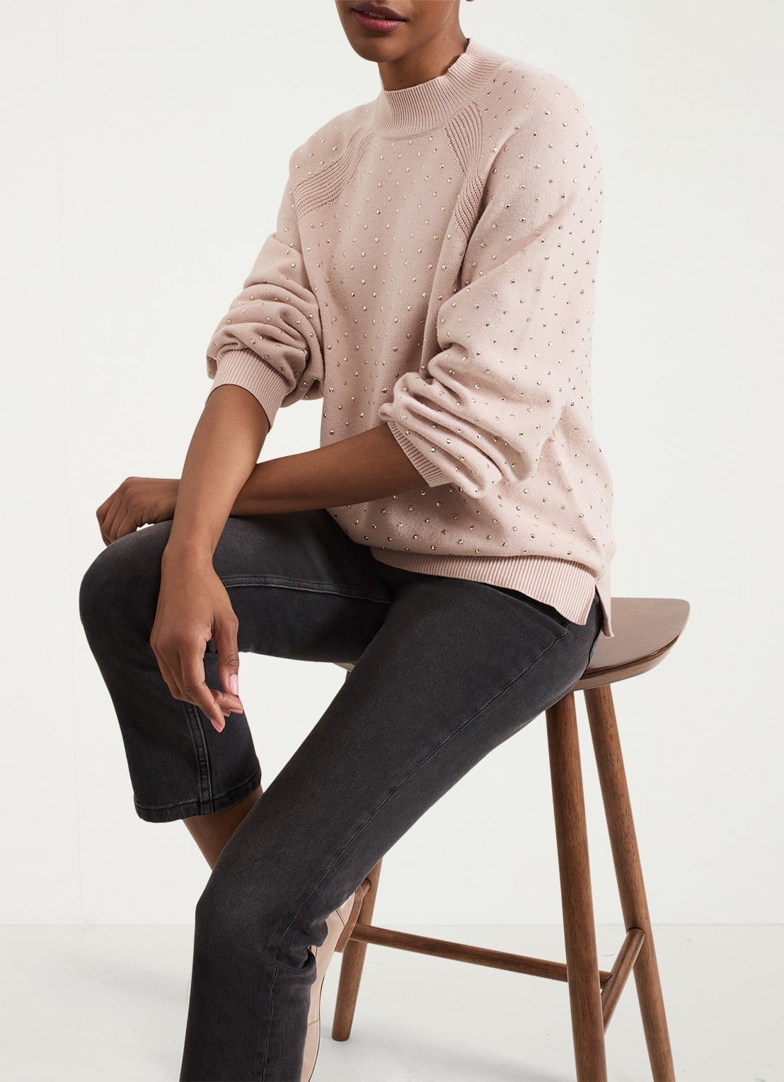 Phase Eight Tala fijngebreide trui met studs   - detail 8 roze