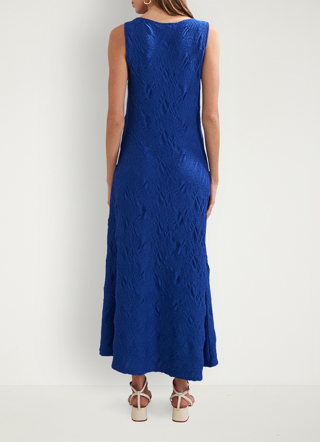Phase Eight Talia midi jurk met structuur - achterkant 8 donkerblauw