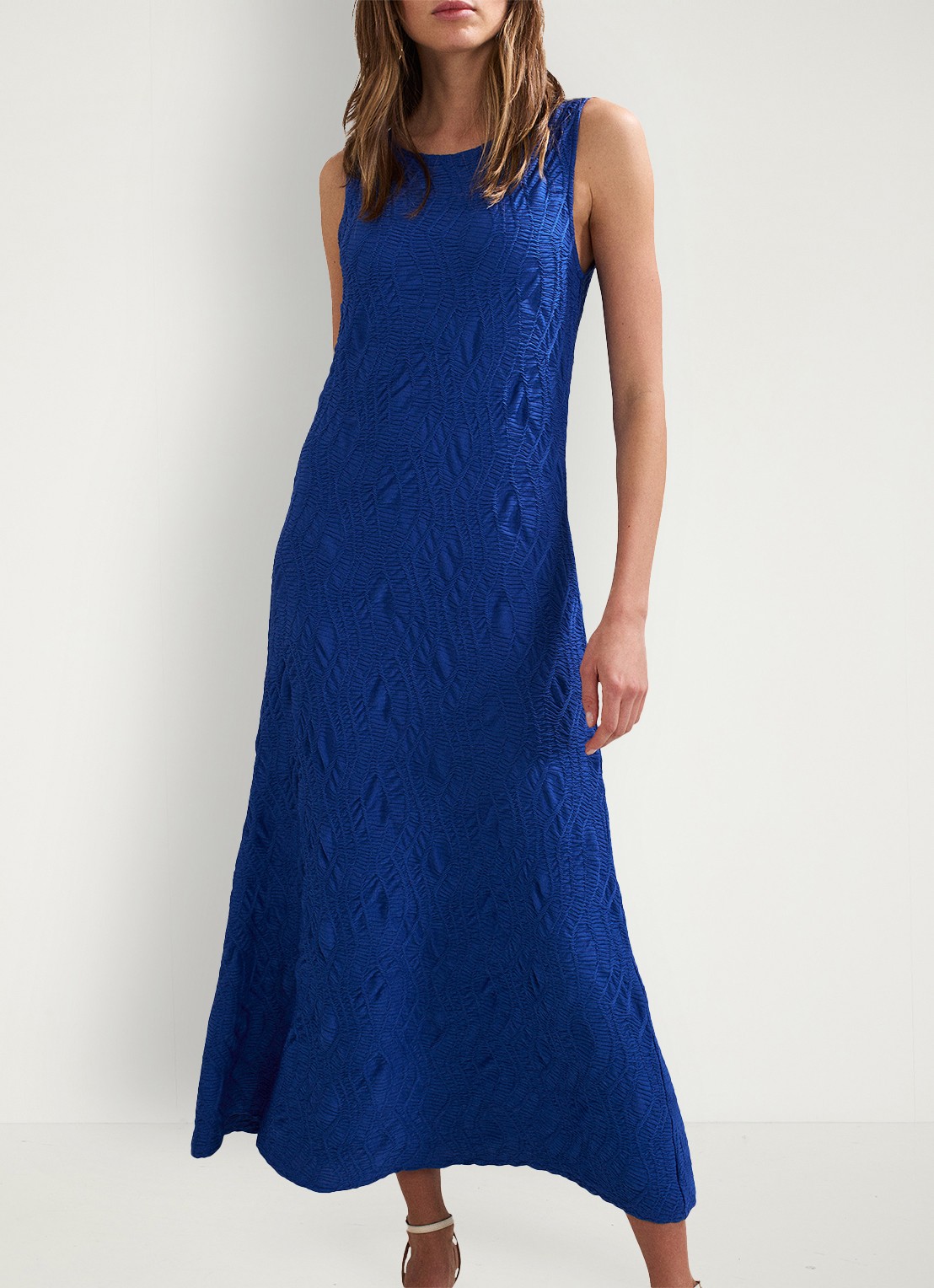Phase Eight Talia midi jurk met structuur - detail donkerblauw