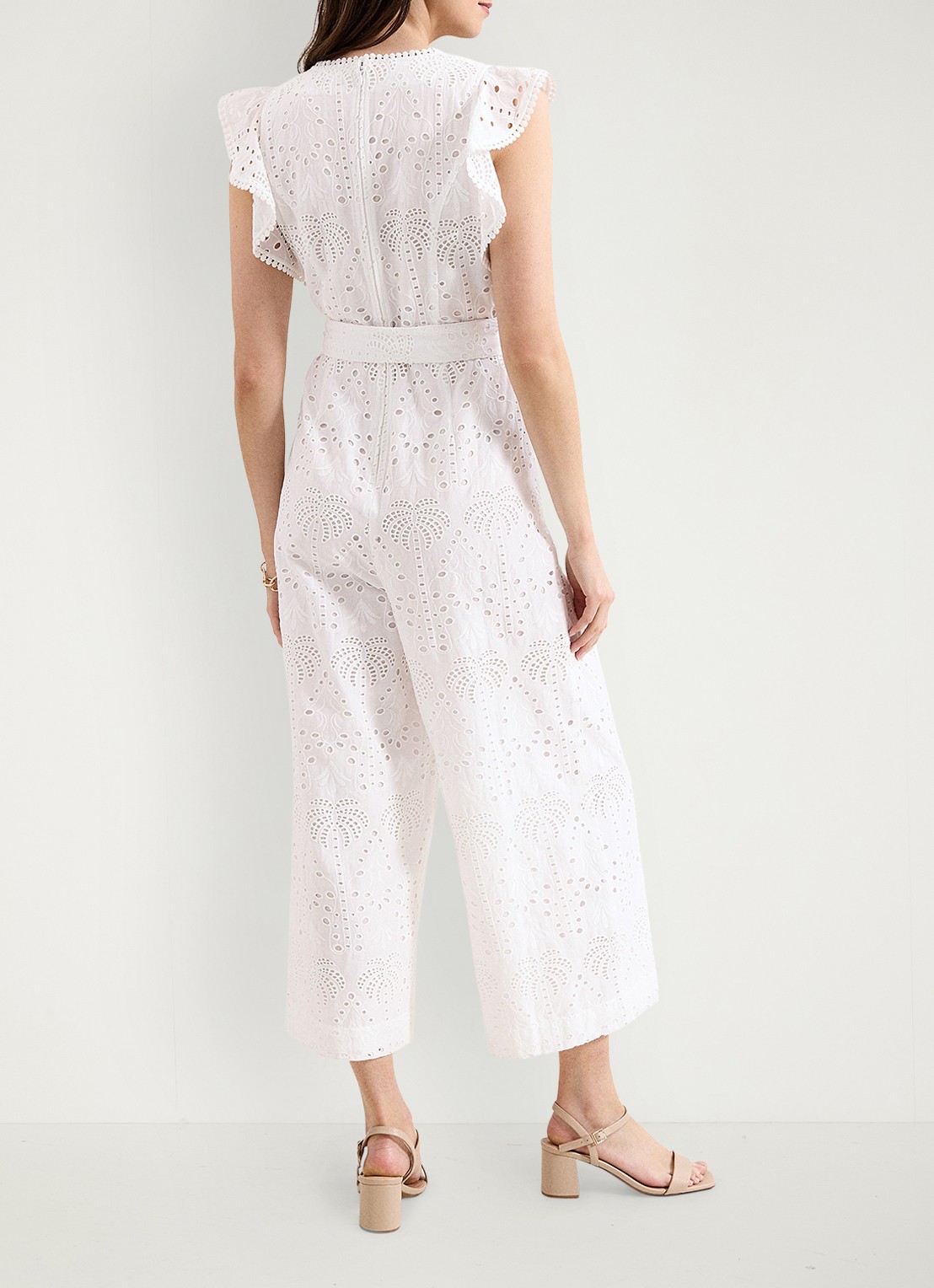Phase Eight Talulah loose fit jumpsuit met broderie - achterkant 6 wit