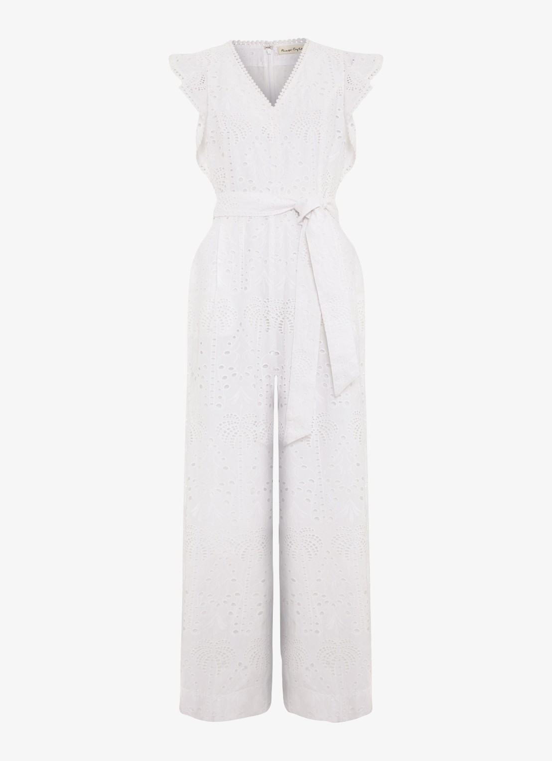Phase Eight Talulah loose fit jumpsuit met broderie - voorkant 7 wit