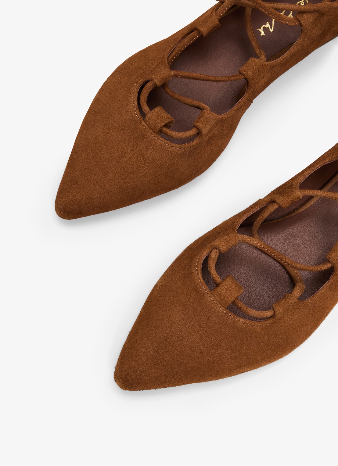 Phase Eight Tan Tie ballerina van geitenleer - detail 3 bruin