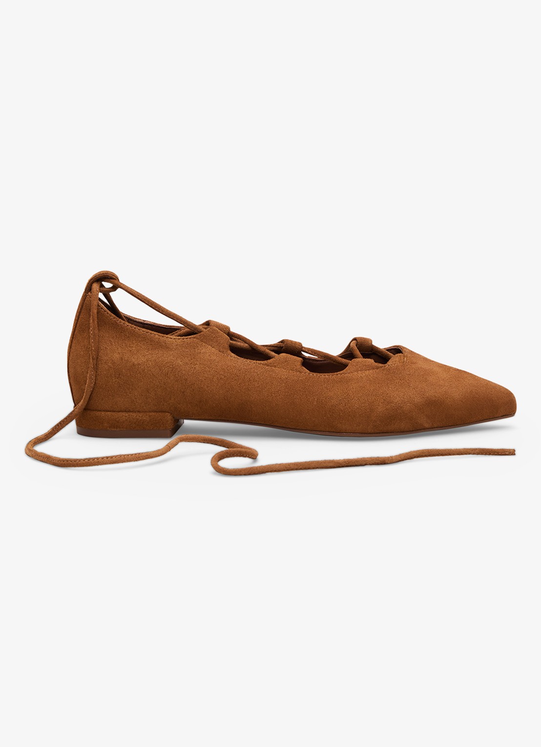 Phase Eight Tan Tie ballerina van geitenleer - voorkant 6 bruin