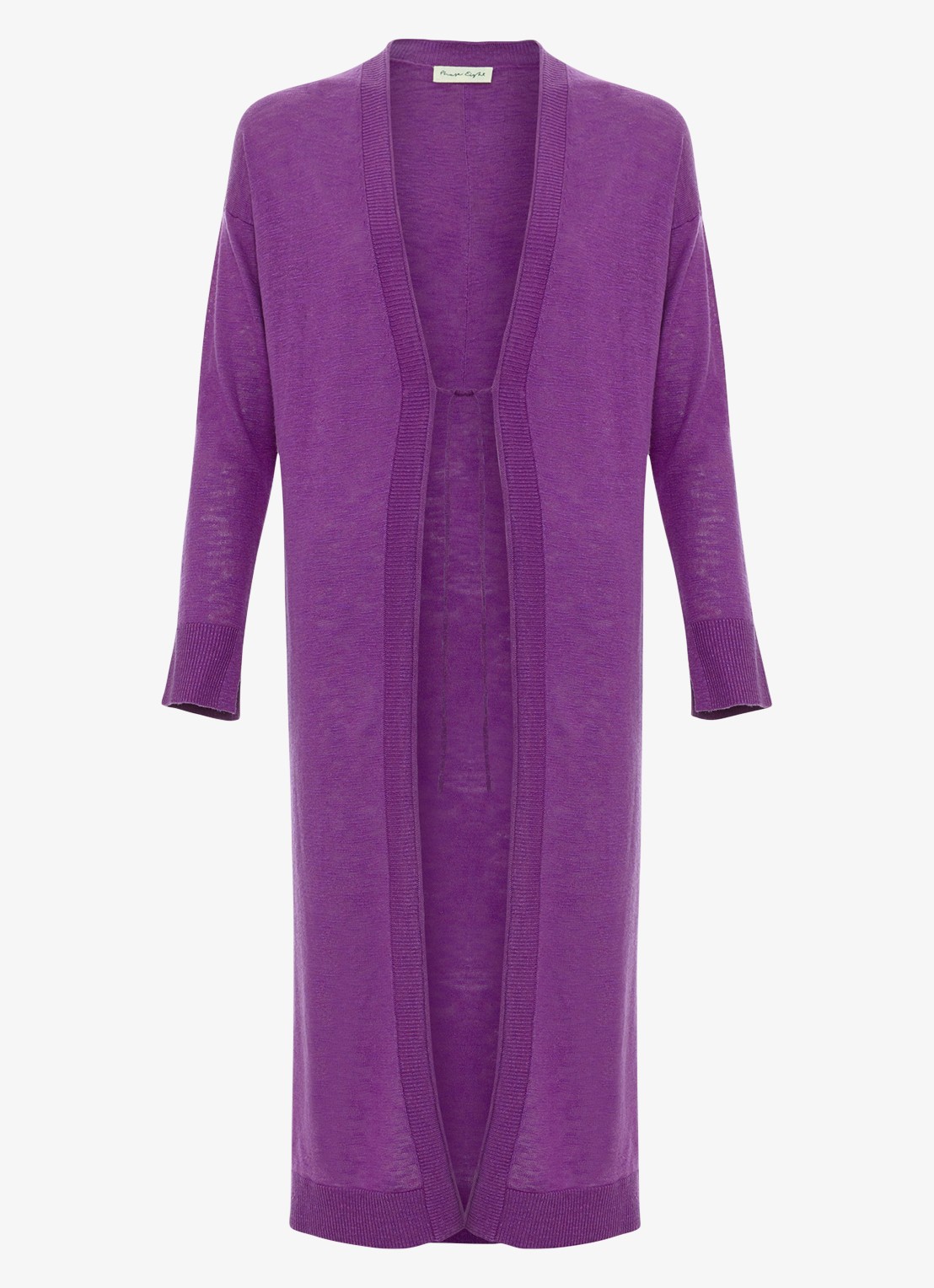 Phase Eight Tasha fijngebreid vest in linnenblend - voorkant 7 paars