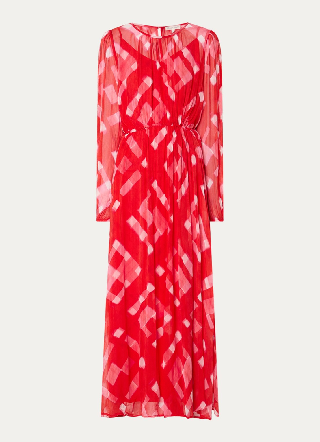 Phase Eight Tatianna semi-transparante maxi jurk met print en strikceintuur - voorkant 2 rood