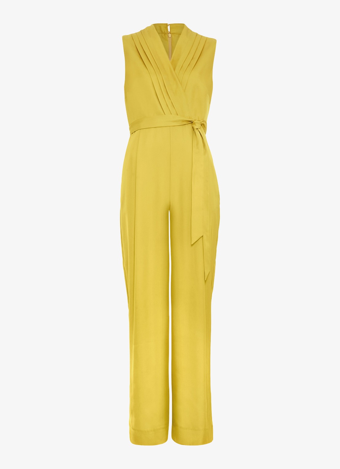Phase Eight Taylor wide fit jumpsuit met strikceintuur - voorkant 5 geel