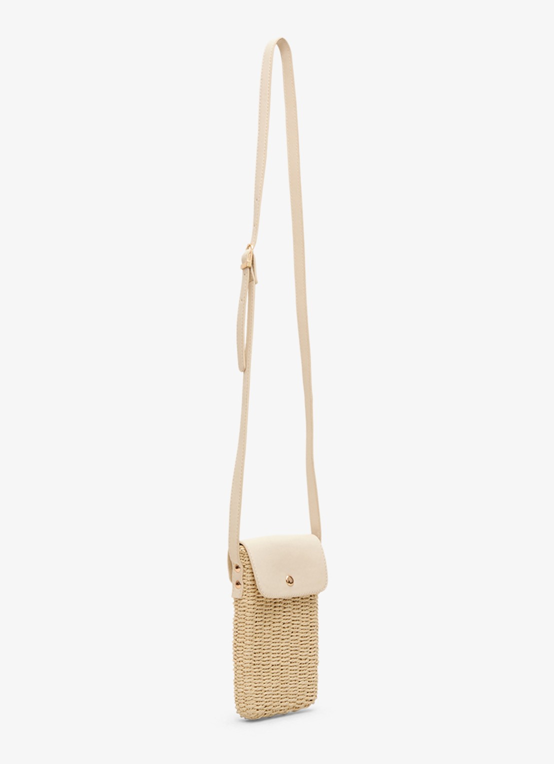 Phase Eight Telefoonhoesje van raffia met schouderriem - detail 2 khaki