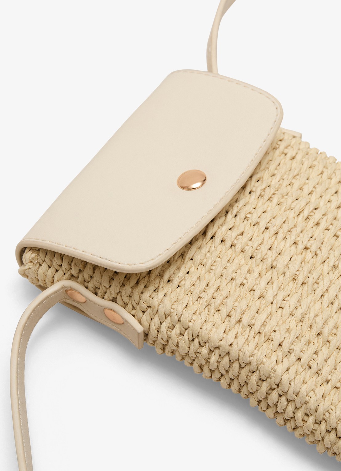 Phase Eight Telefoonhoesje van raffia met schouderriem - detail 4 khaki