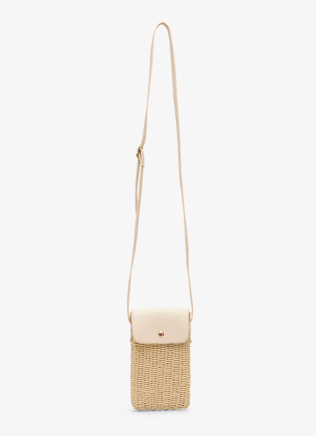 Phase Eight Telefoonhoesje van raffia met schouderriem - voorkant 6 khaki
