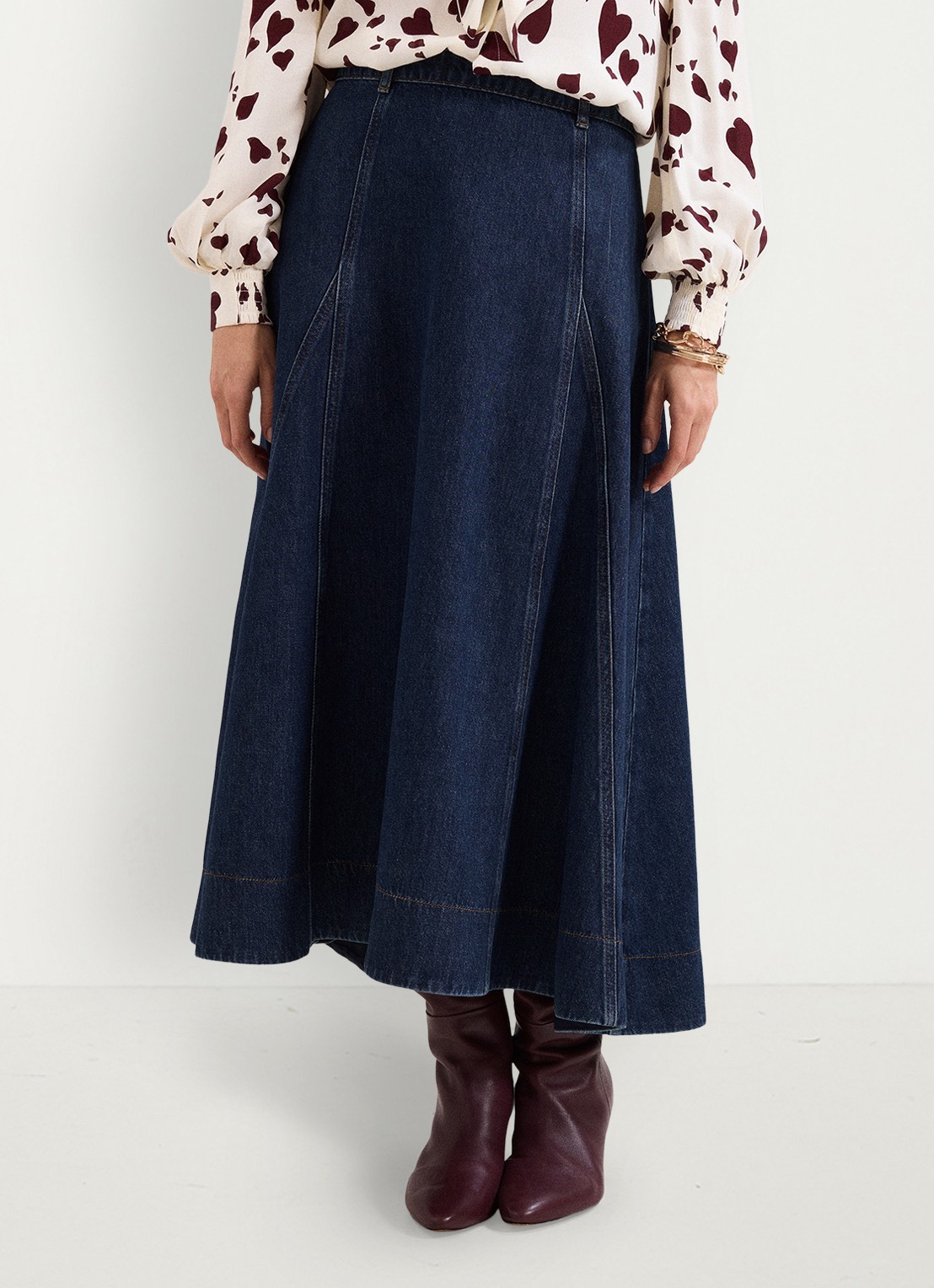 Phase Eight Thea midi rok van denim - detail 2 denim