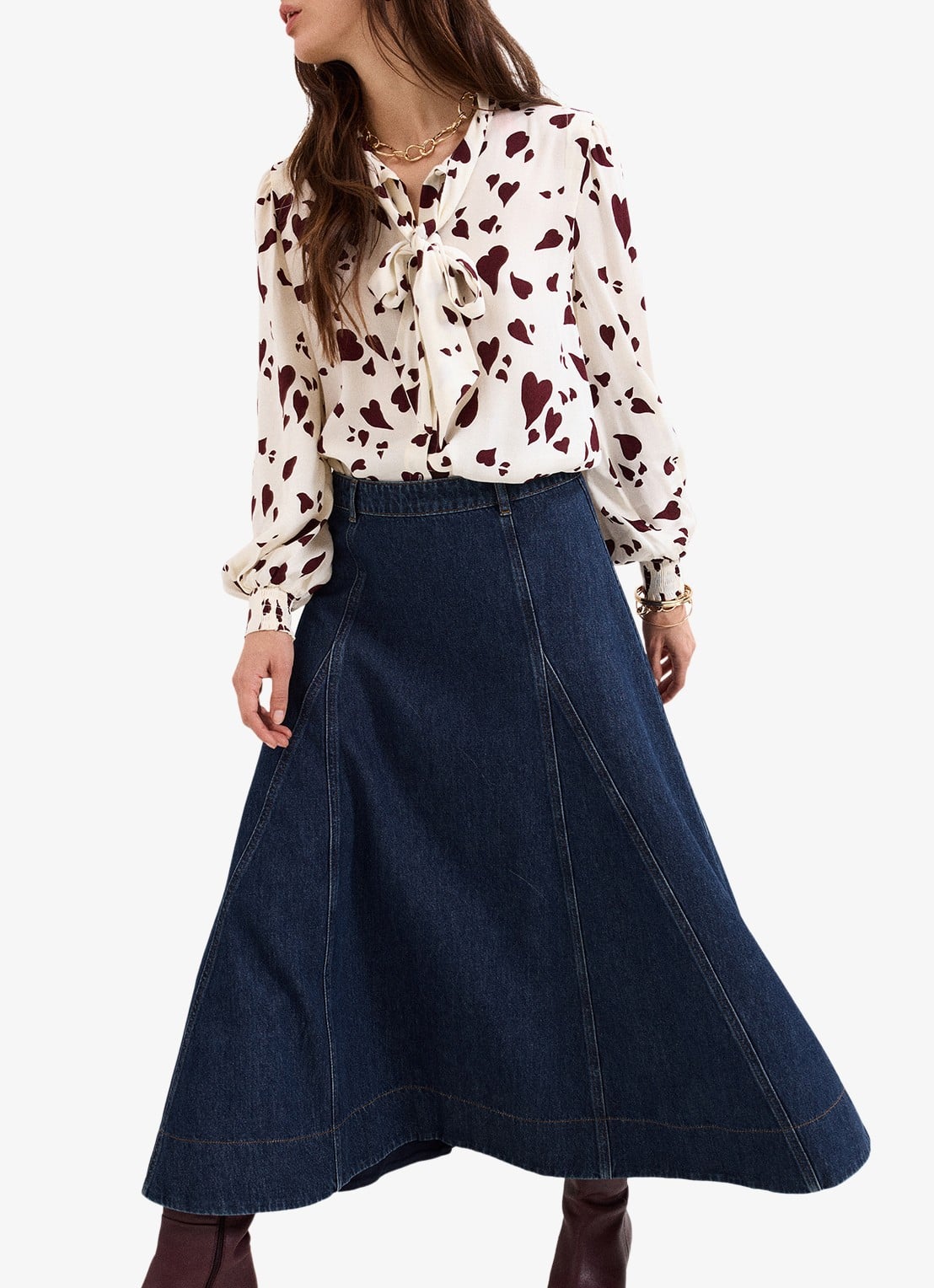 Phase Eight Thea midi rok van denim - detail 5 denim