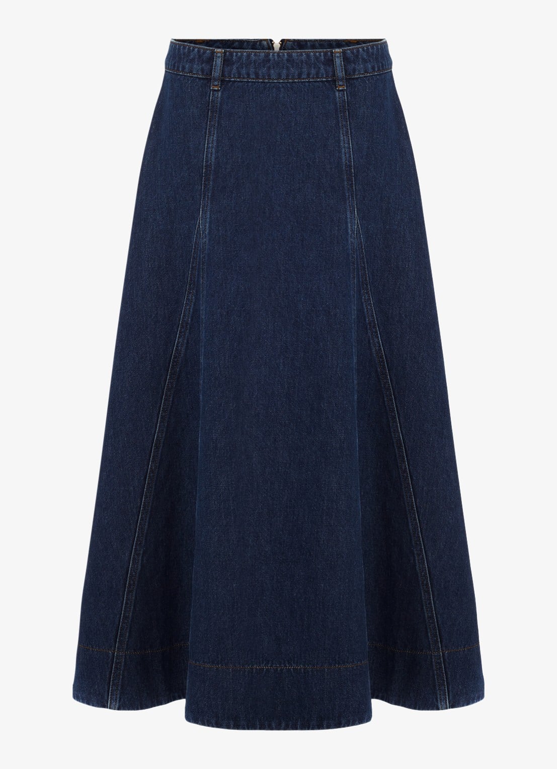 Phase Eight Thea midi rok van denim - voorkant 6 denim