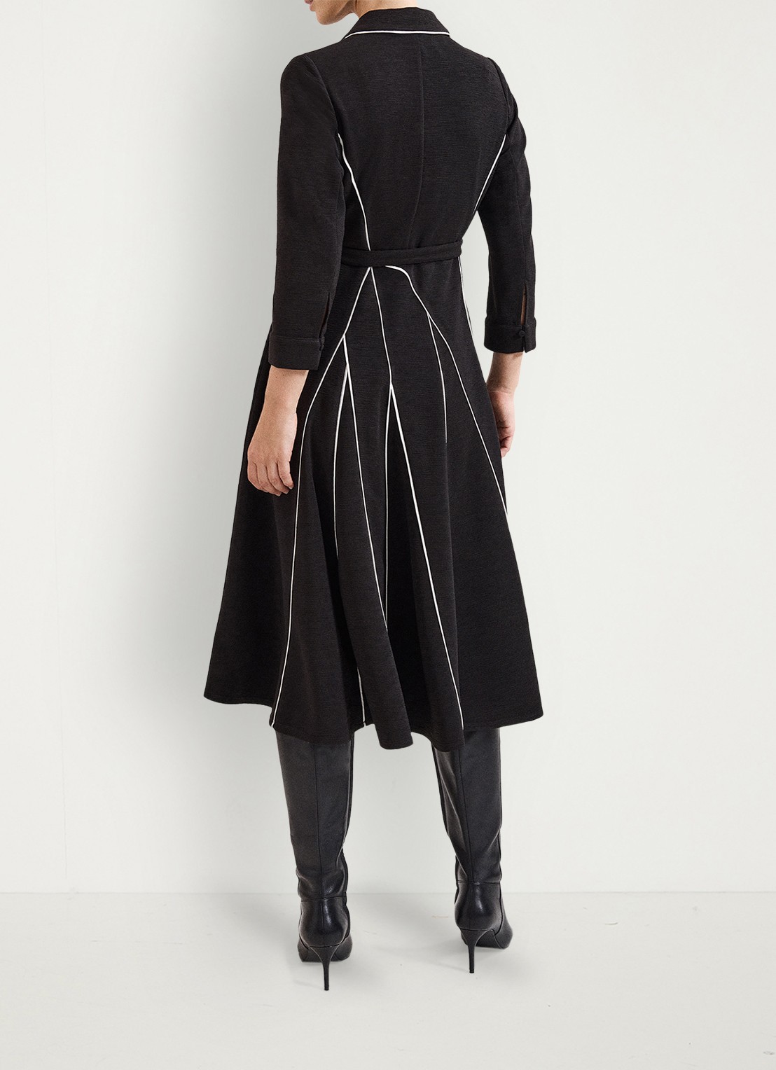 Phase Eight Tilly midi jurk met streep detail - achterkant zwart