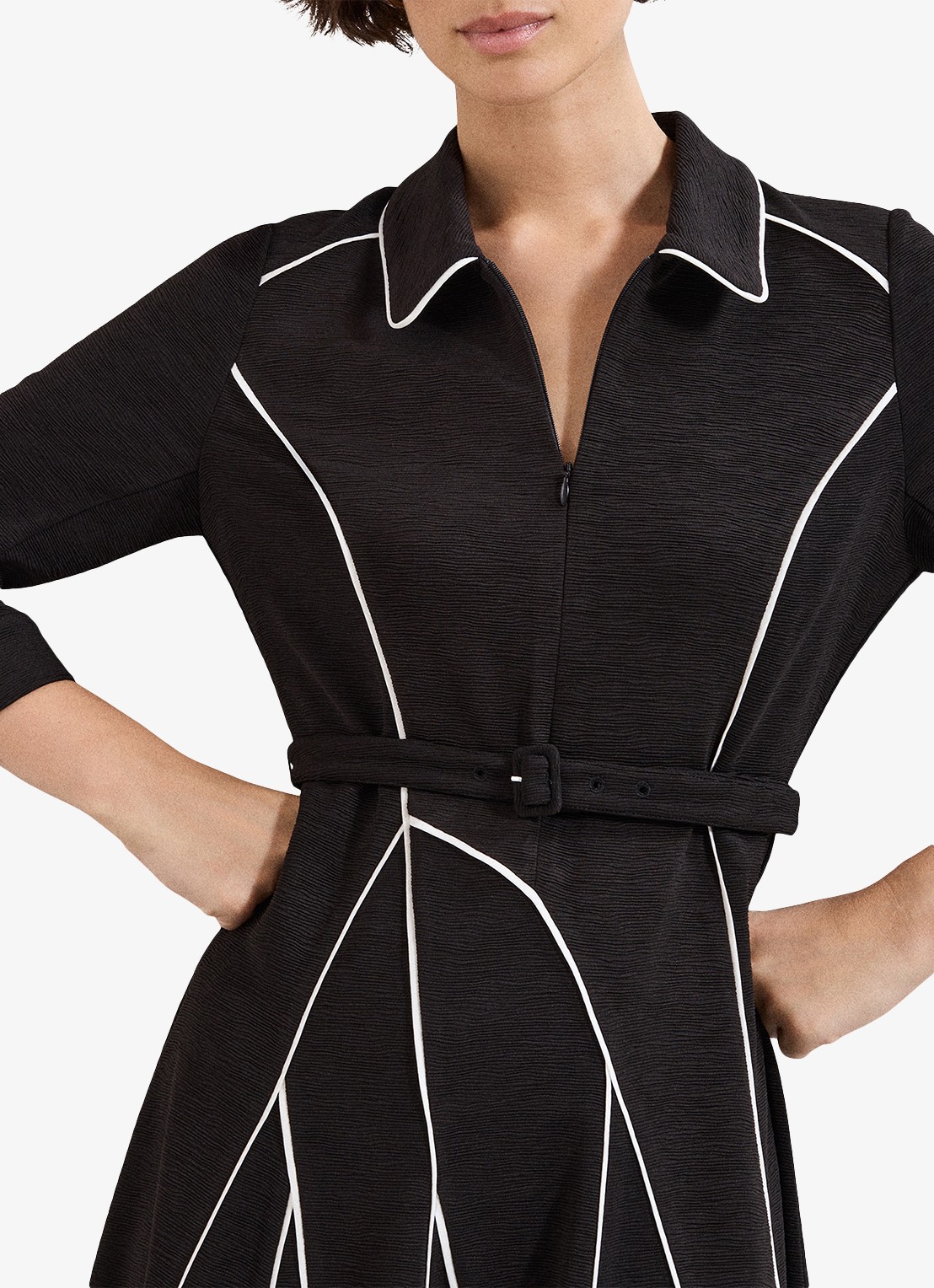 Phase Eight Tilly midi jurk met streep detail - detail 6 zwart