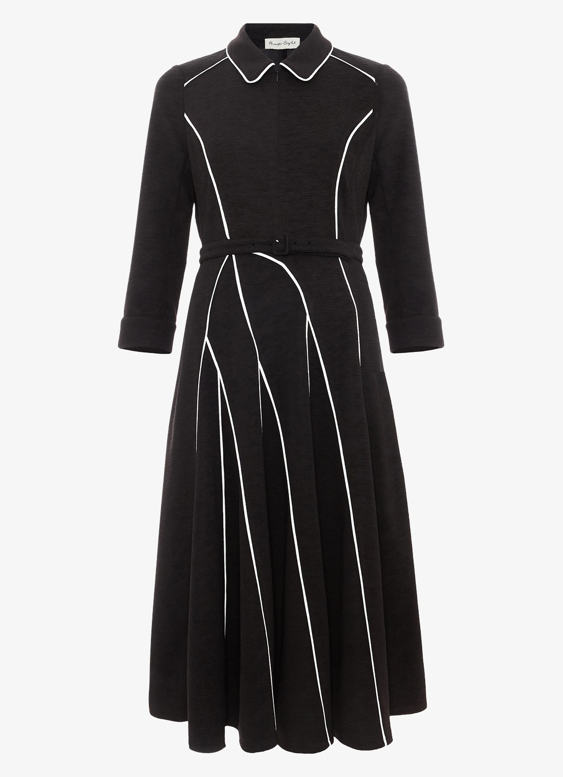 Phase Eight Tilly midi jurk met streep detail - voorkant 2 zwart