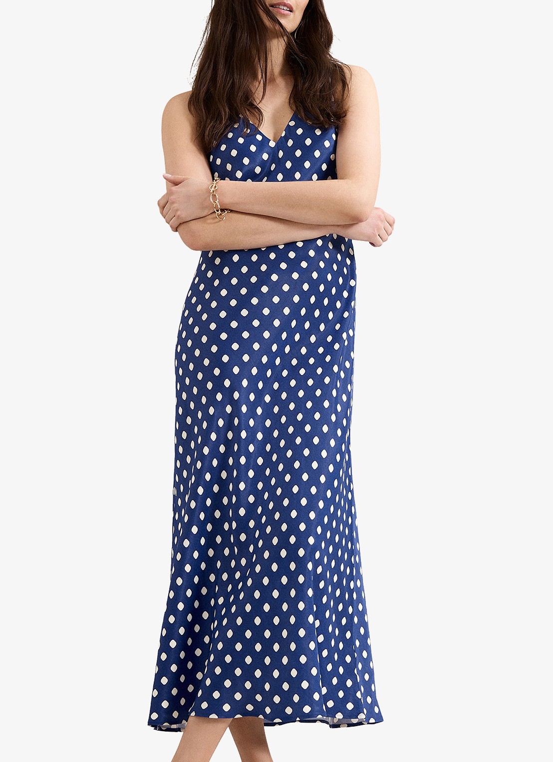 Phase Eight Tina midi jurk met stippenprint - detail 3 donkerblauw