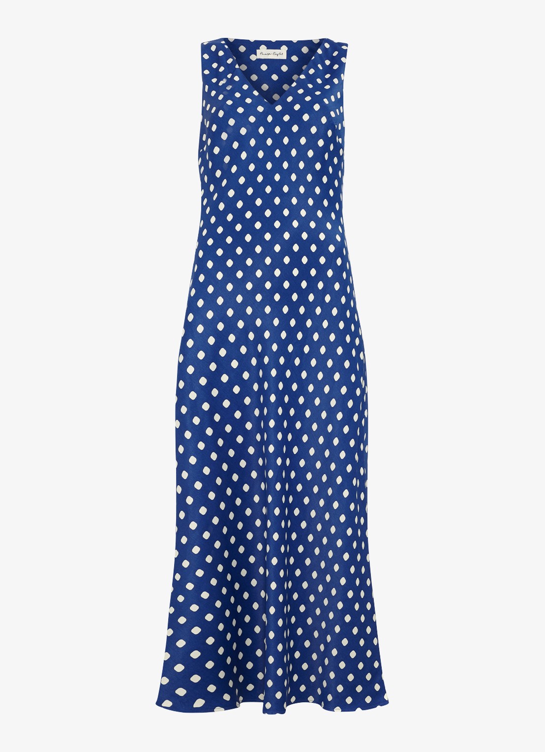 Phase Eight Tina midi jurk met stippenprint - voorkant donkerblauw