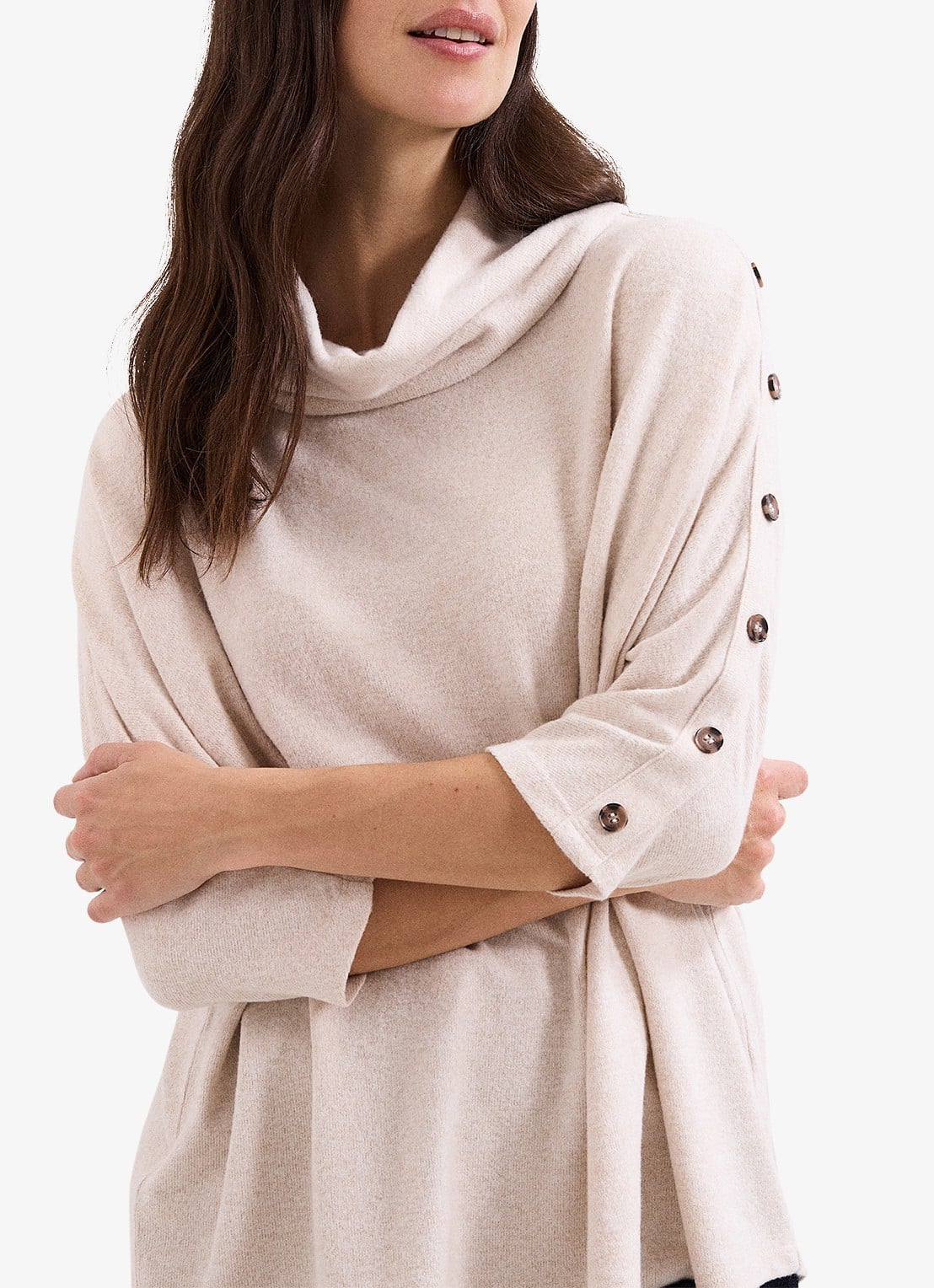 Phase Eight Toni top met opstaande kraag - detail 3 beige