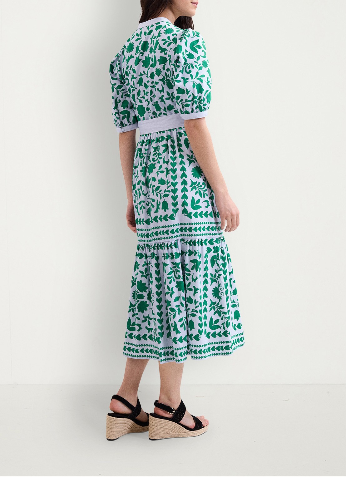 Phase Eight Trinity midi blousejurk met strikceintuur - achterkant donkerblauw