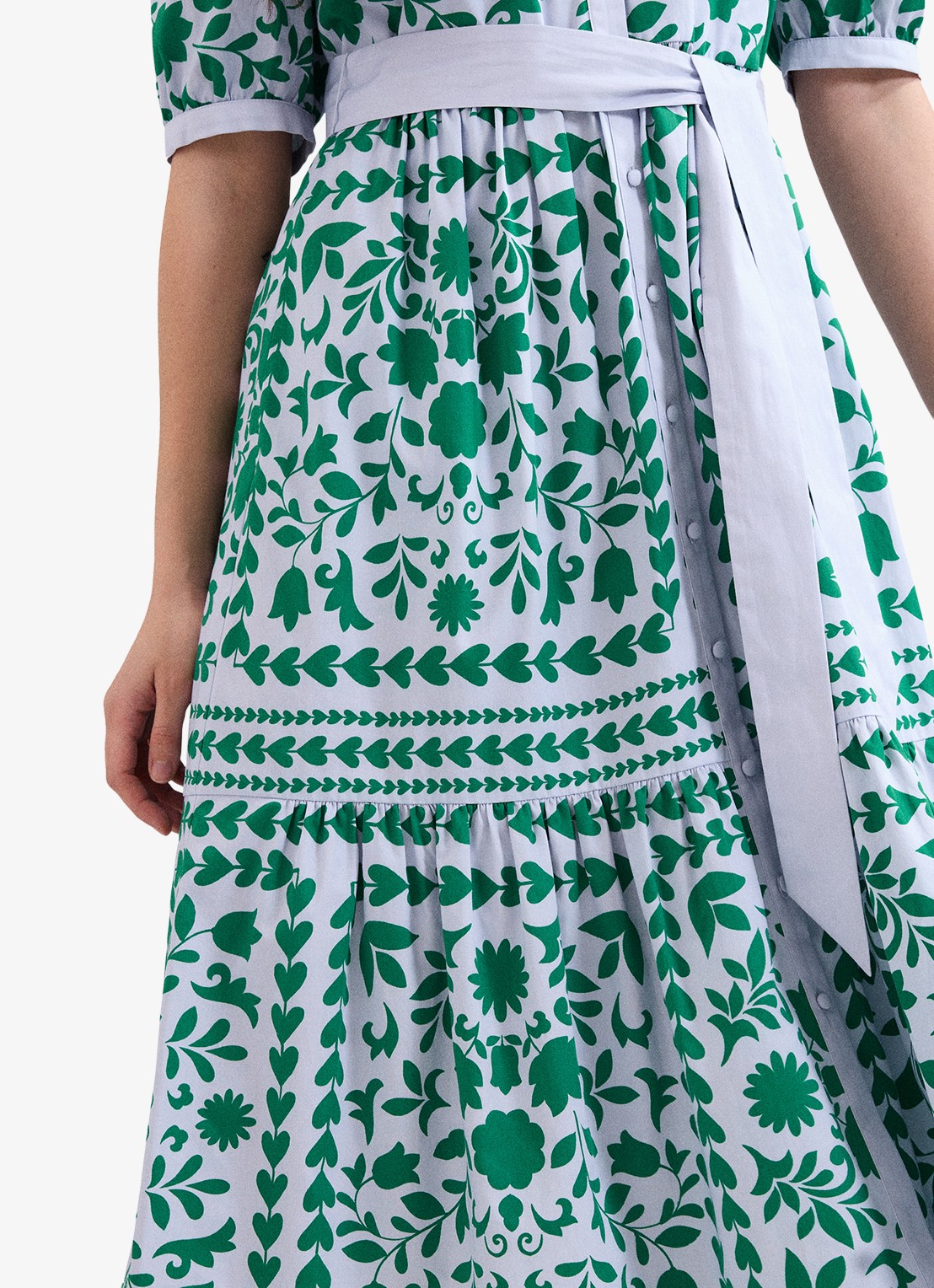 Phase Eight Trinity midi blousejurk met strikceintuur - detail 5 donkerblauw
