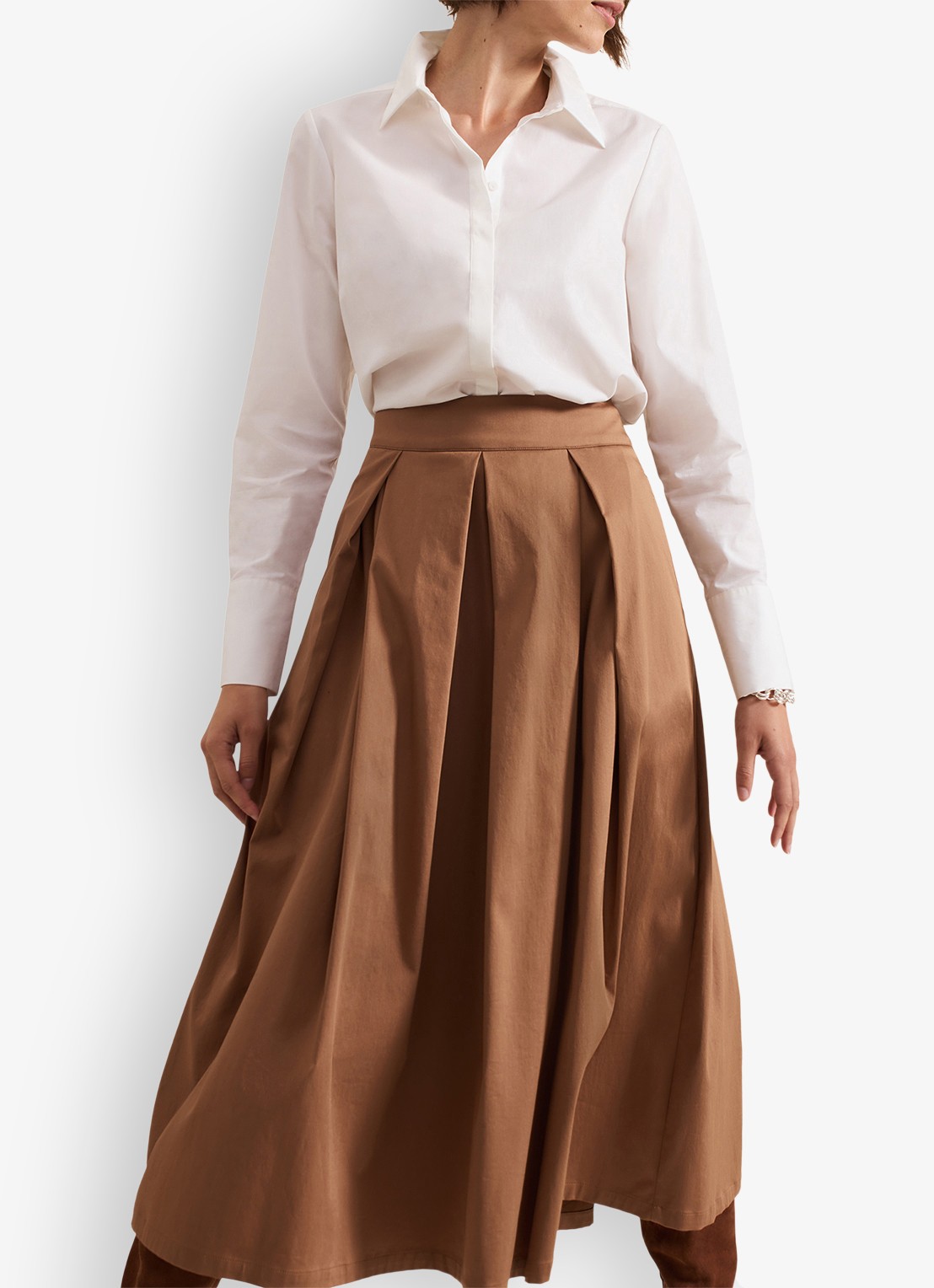 Phase Eight Trinity midi rok met plooien - detail 5 camel