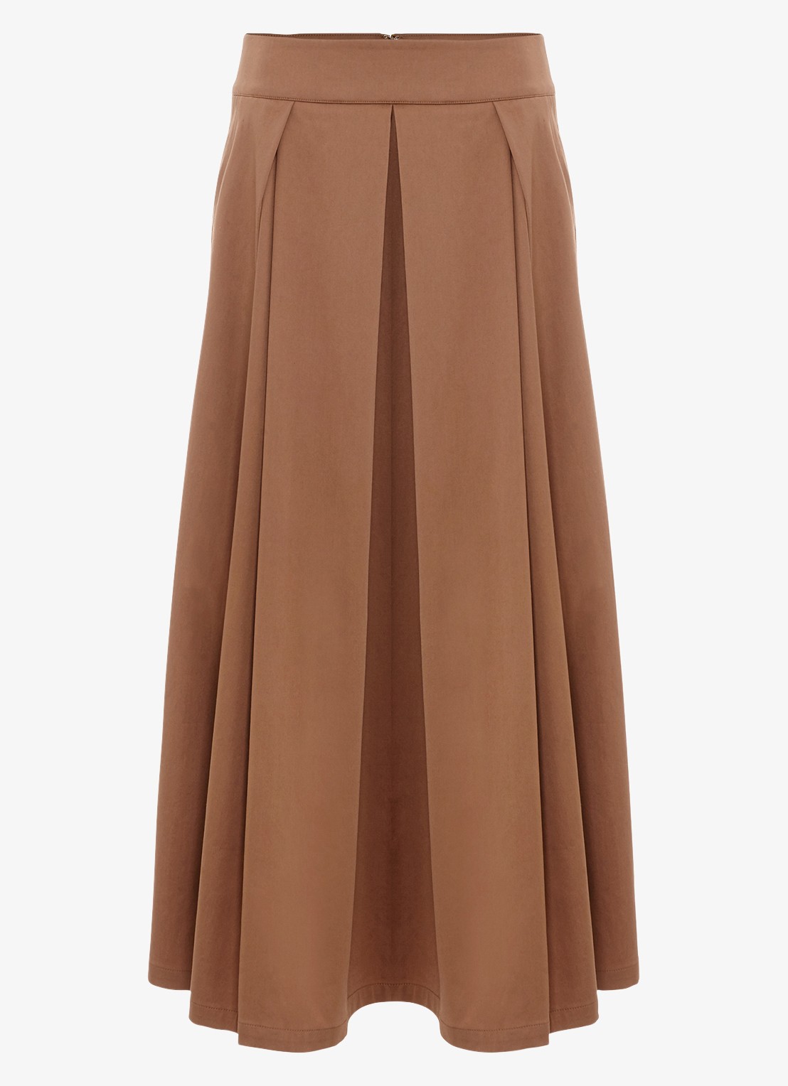 Phase Eight Trinity midi rok met plooien - voorkant 6 camel