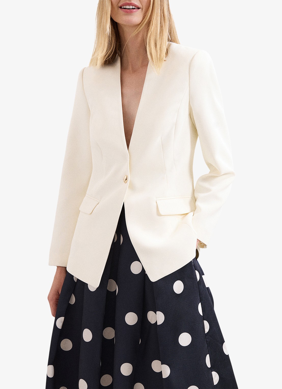 Phase Eight Twill blazer met klepzakken - detail 4 ivoor