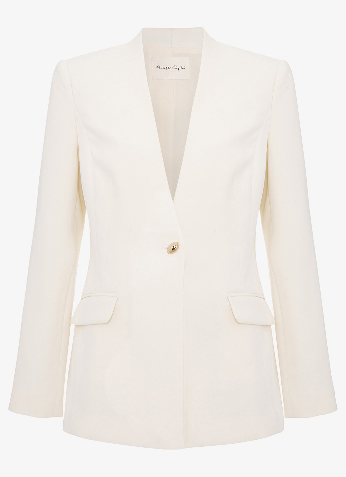 Phase Eight Twill blazer met klepzakken - voorkant ivoor