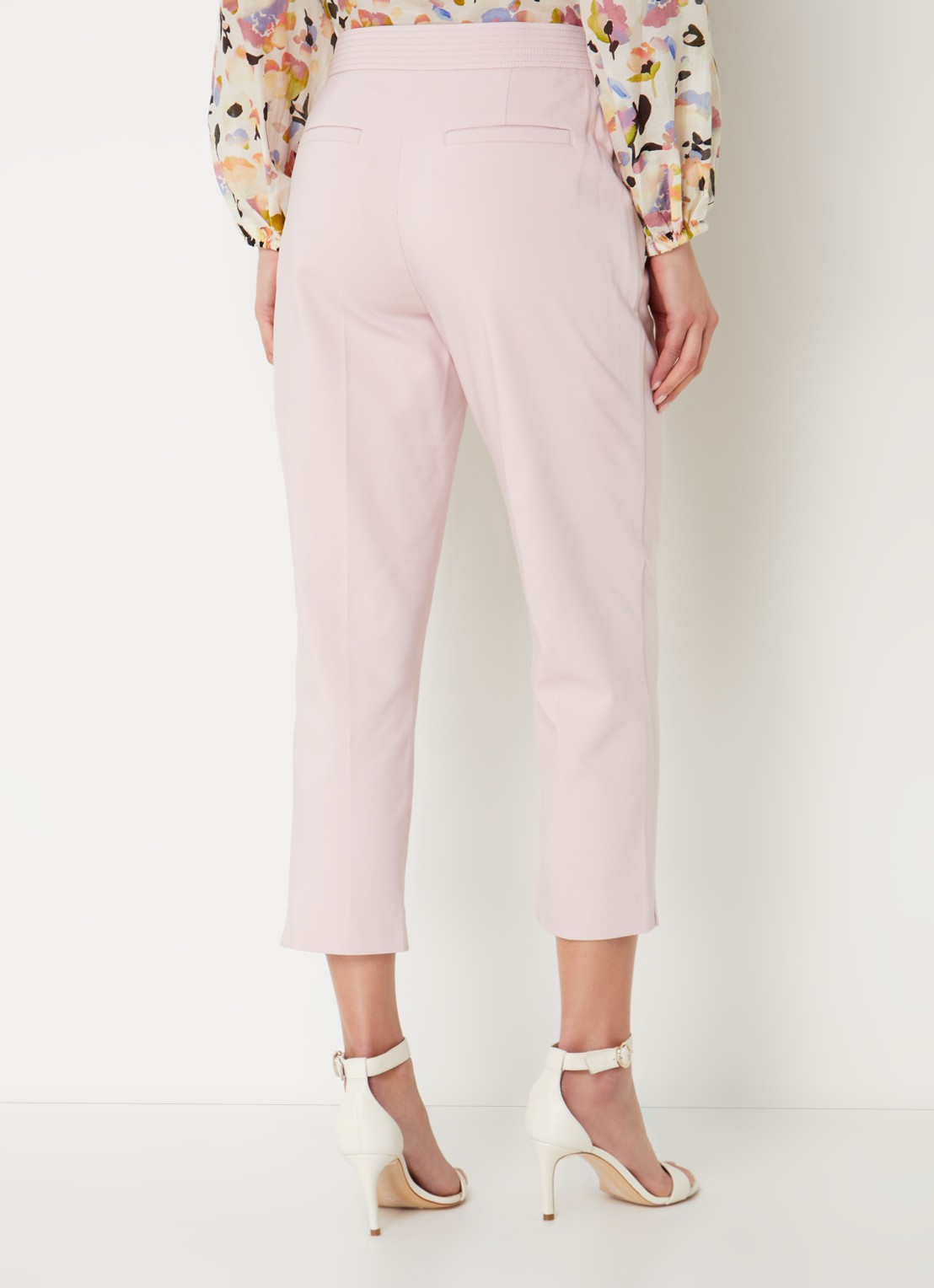 Phase Eight Ulrica high waist cropped slim fit pantalon met steekzakken - achterkant lichtroze