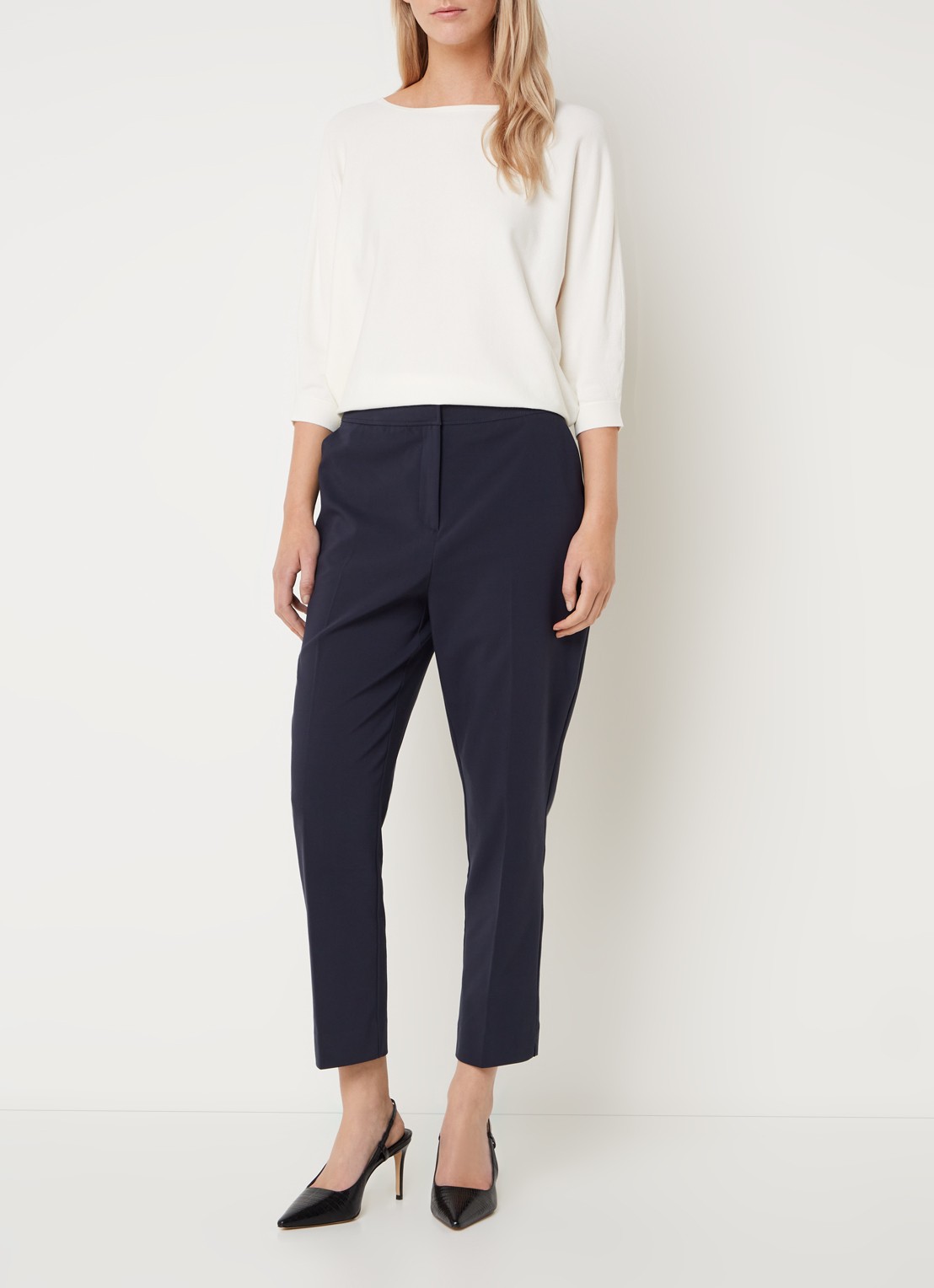 Phase Eight Ulrica high waist tapered fit cropped chino  - voorkant 3 donkerblauw