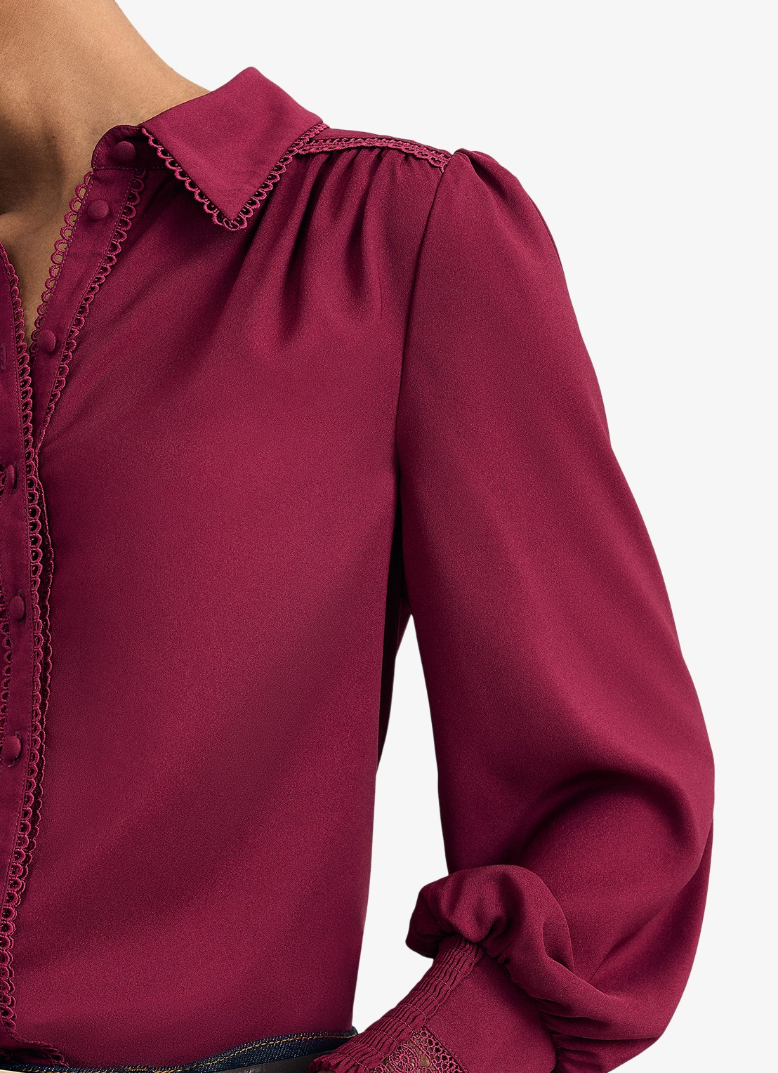Phase Eight Uma blouse met details van kant - detail 3 bordeauxrood