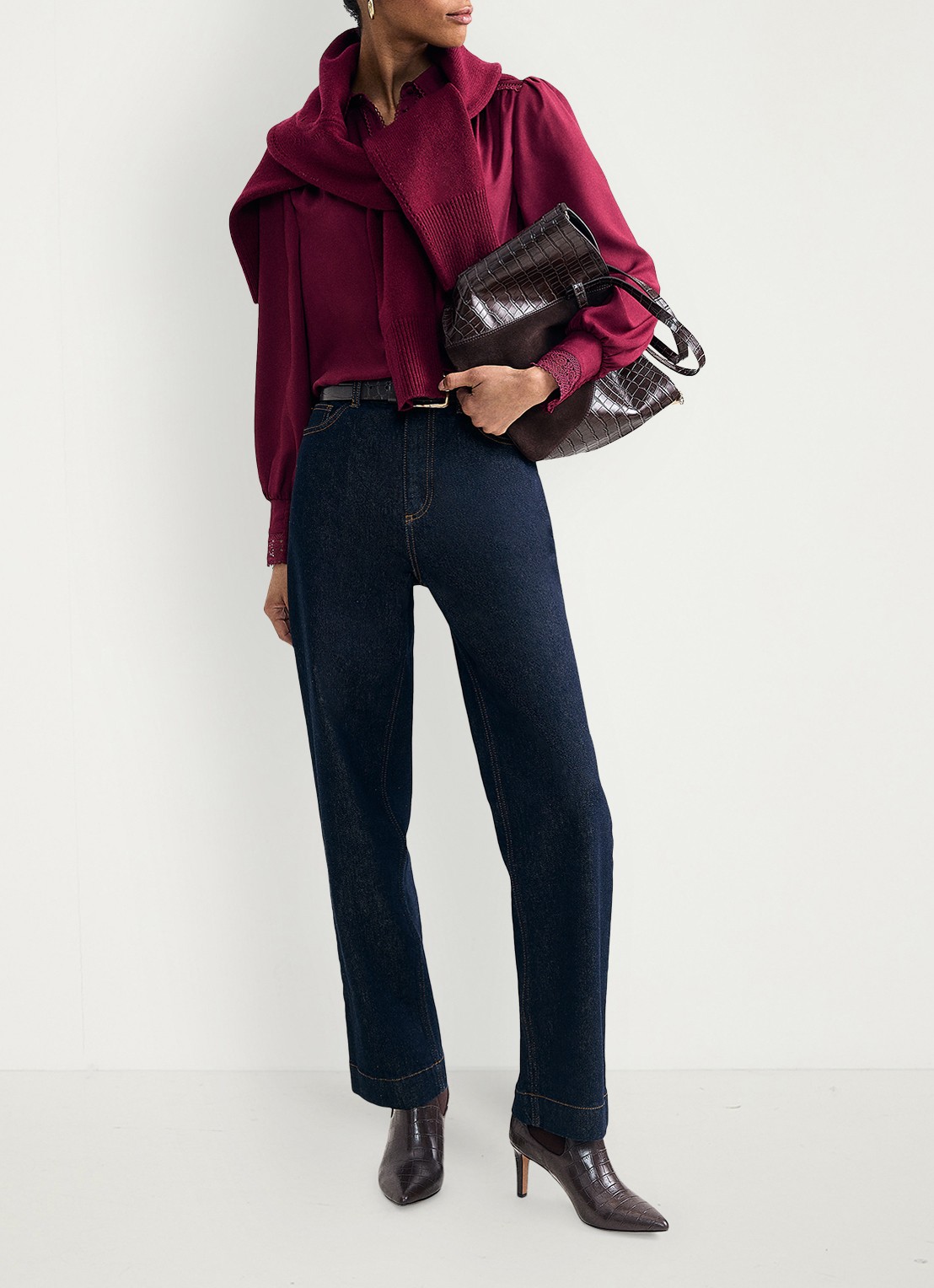 Phase Eight Uma blouse met details van kant - detail 4 bordeauxrood