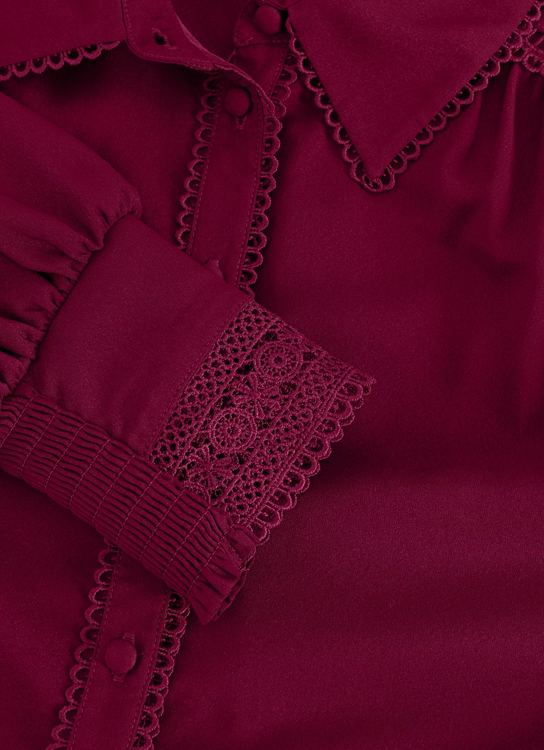 Phase Eight Uma blouse met details van kant - detail 5 bordeauxrood